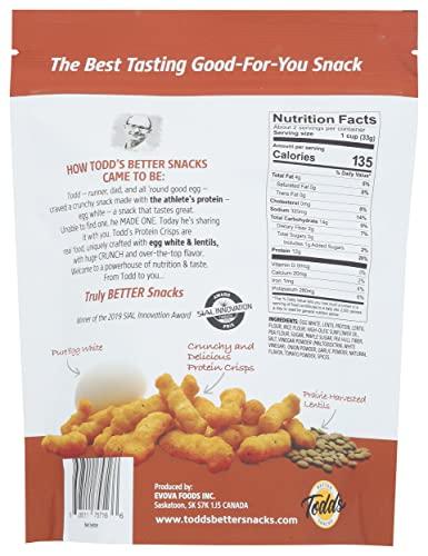 Todd\'s Better Snacks Todd\'s Better Snacks Egg & Lentil Crisps, BBQ Flavor, Good Source of Protein, 12g Protein per Serving, Nut Free, Gluten Free, 2.5 Ounce (Pack of 12)