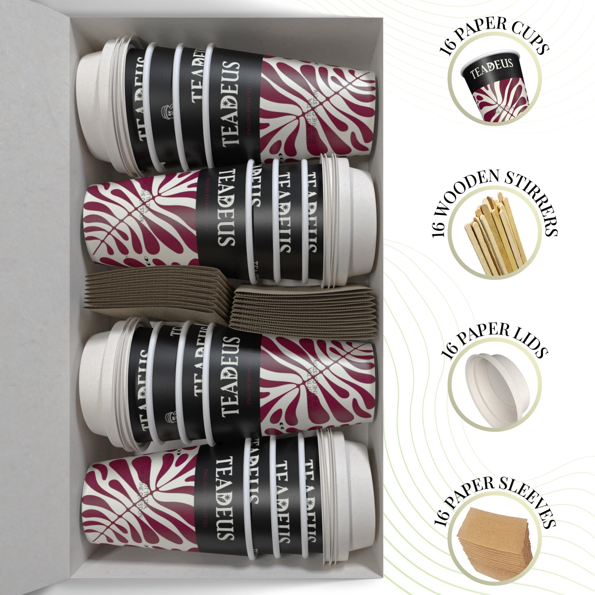 TEADEUS TEADEUS English Breakfast Tea in a Cup - 100 Eco-Friendly and Convenient Cups to Go with Organic Loose Leaf Tea, Enjoy Hot or Iced, for Home, Travel & Office