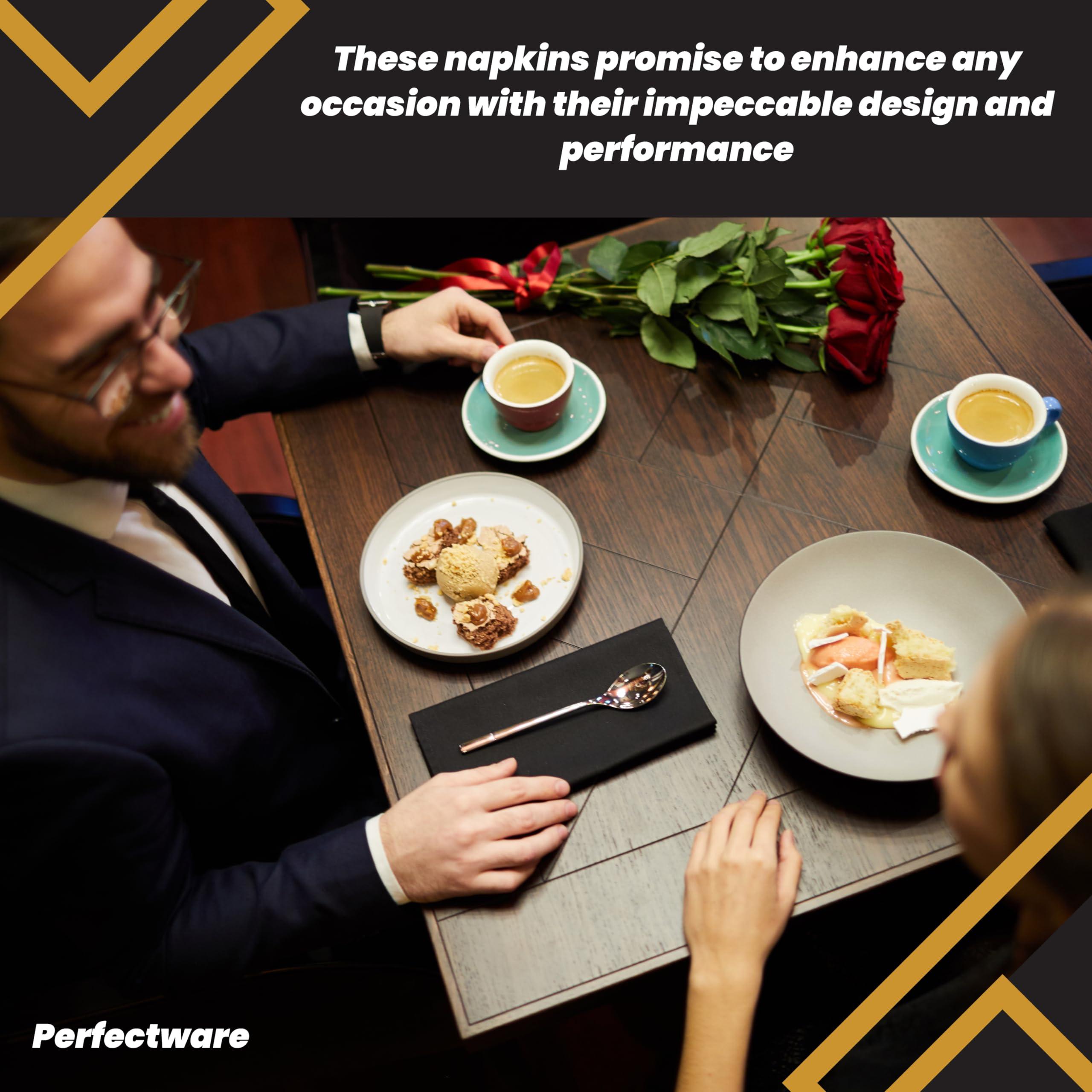 Perfectware Perfectware 2ply Black Beverage Napkins. 2Ply Cocktail Black Napkins. 10 x 10 Black Beverage Napkin., Pack of 300ct