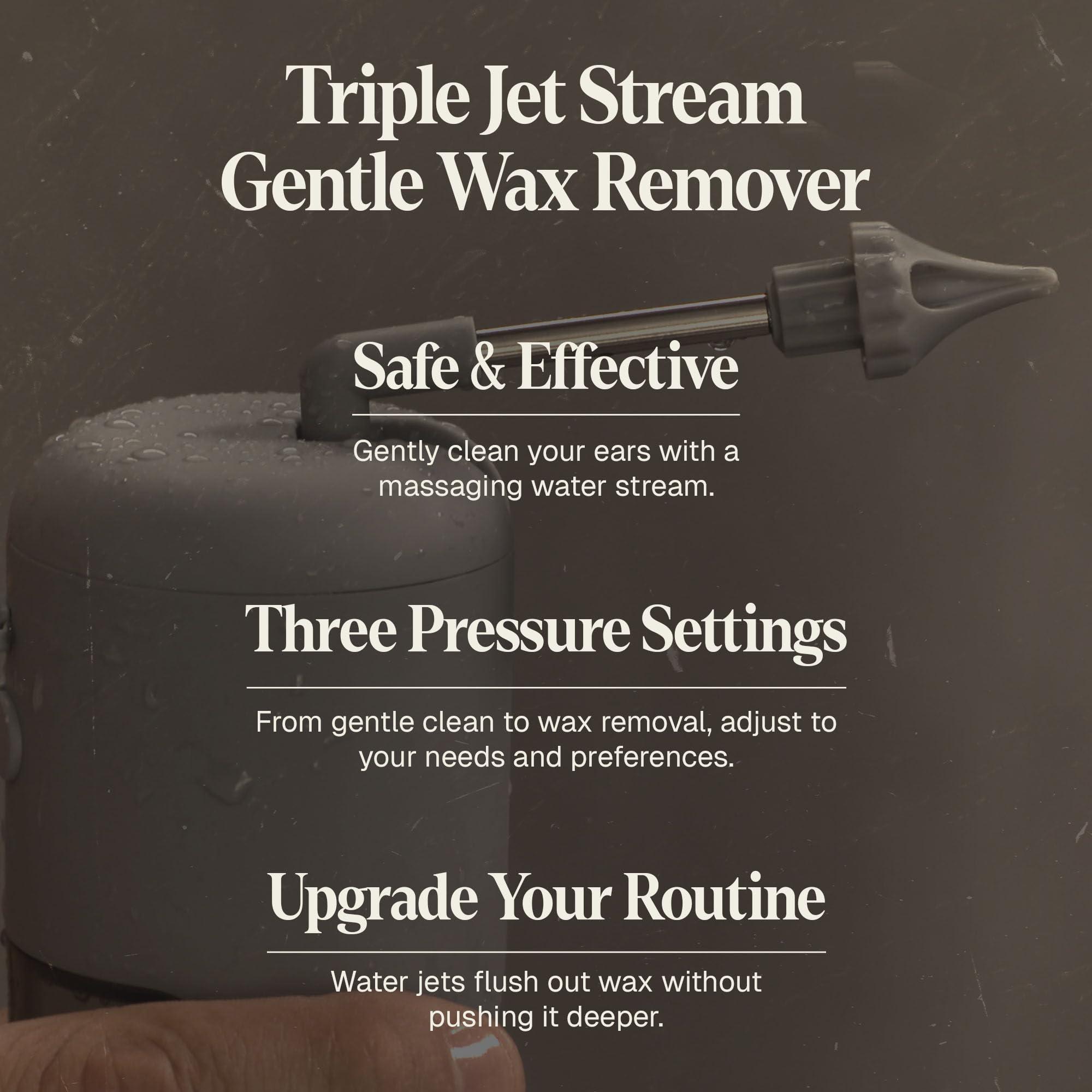 Black Wolf Wush Pro by Black Wolf - The Original Deluxe Water Powered Ear Cleaner with 6 Reusable Replacement Tips by Black Wolf - Safe & Effective for Ear Wax Buildup - Electric Ear Wax Removal Kit (Grey)