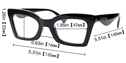 SOOLALA SOOLALA Anti-Blue Blocker Light Butterfly Readers Cateye Reading Glasses, Black, 3.0
