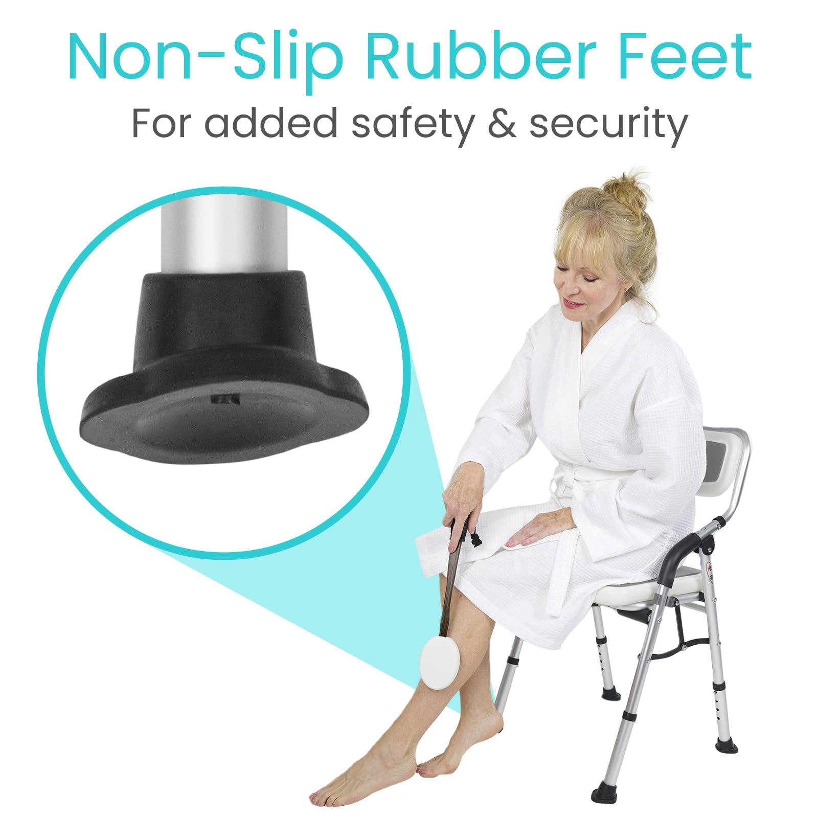 Vive Vive Shower Chair For Elderly And Disabled - Folding Seat With Arms And Back - Foldable Bathroom Chairs For Sitting, Inside Shower - Portable For Travel - Fold Down, Collapsible, Compact & Comfortable