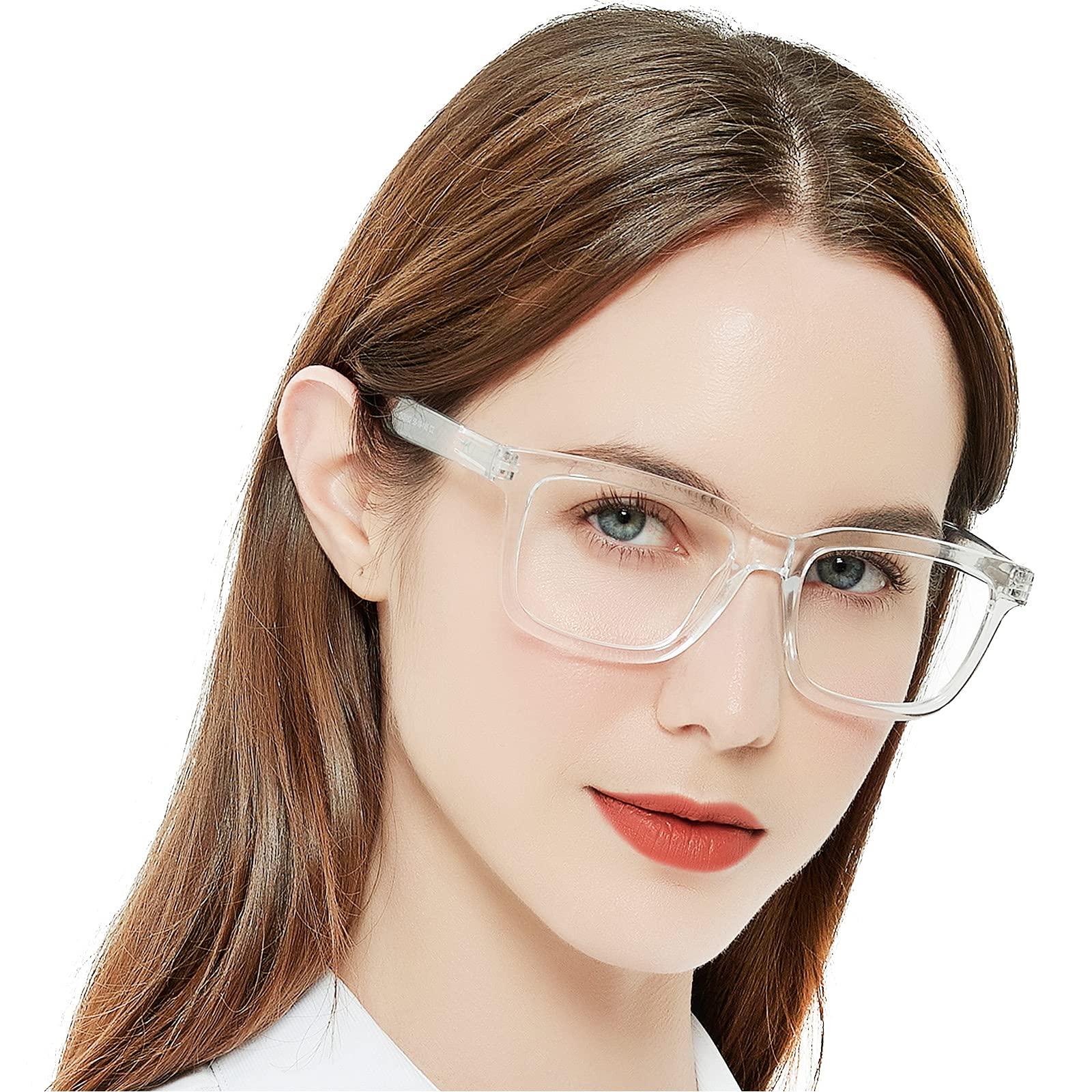 AEZUNI AEZUNI Large Square Reading Glasses Women Clear Frame Readers 1.0 1.5 2.0 2.5 3.0 3.5 (Transparent, 200)