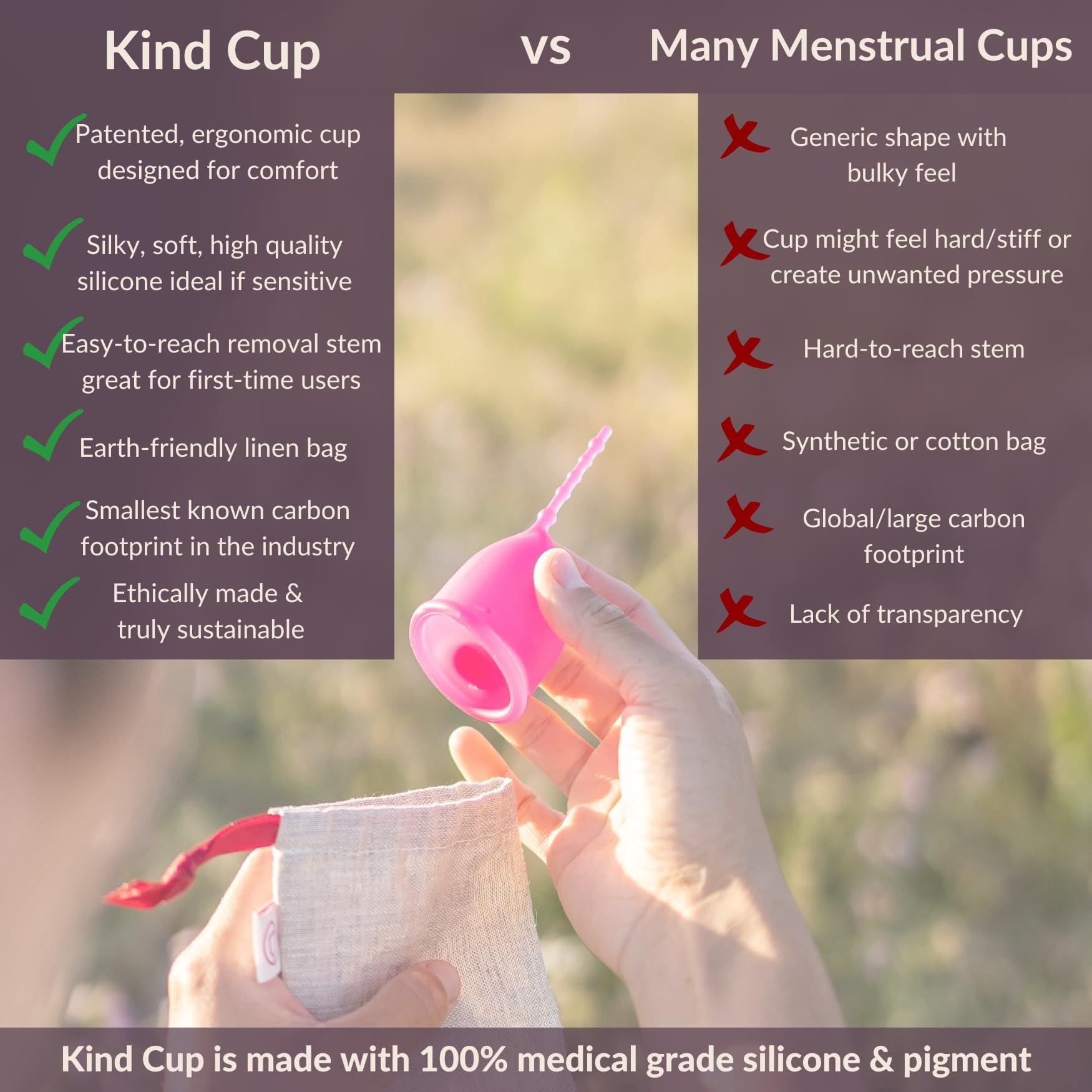 WEVOTOPIA Kind Cup | Menstrual Cups | Period Cup | Comfortable | Soft | Curved | Ergonomic | Easy to Use | Long Stem | High Cervix to Low Cervix | 100% Medical Grade Silicone Cup | USA (Small) (Aqua)