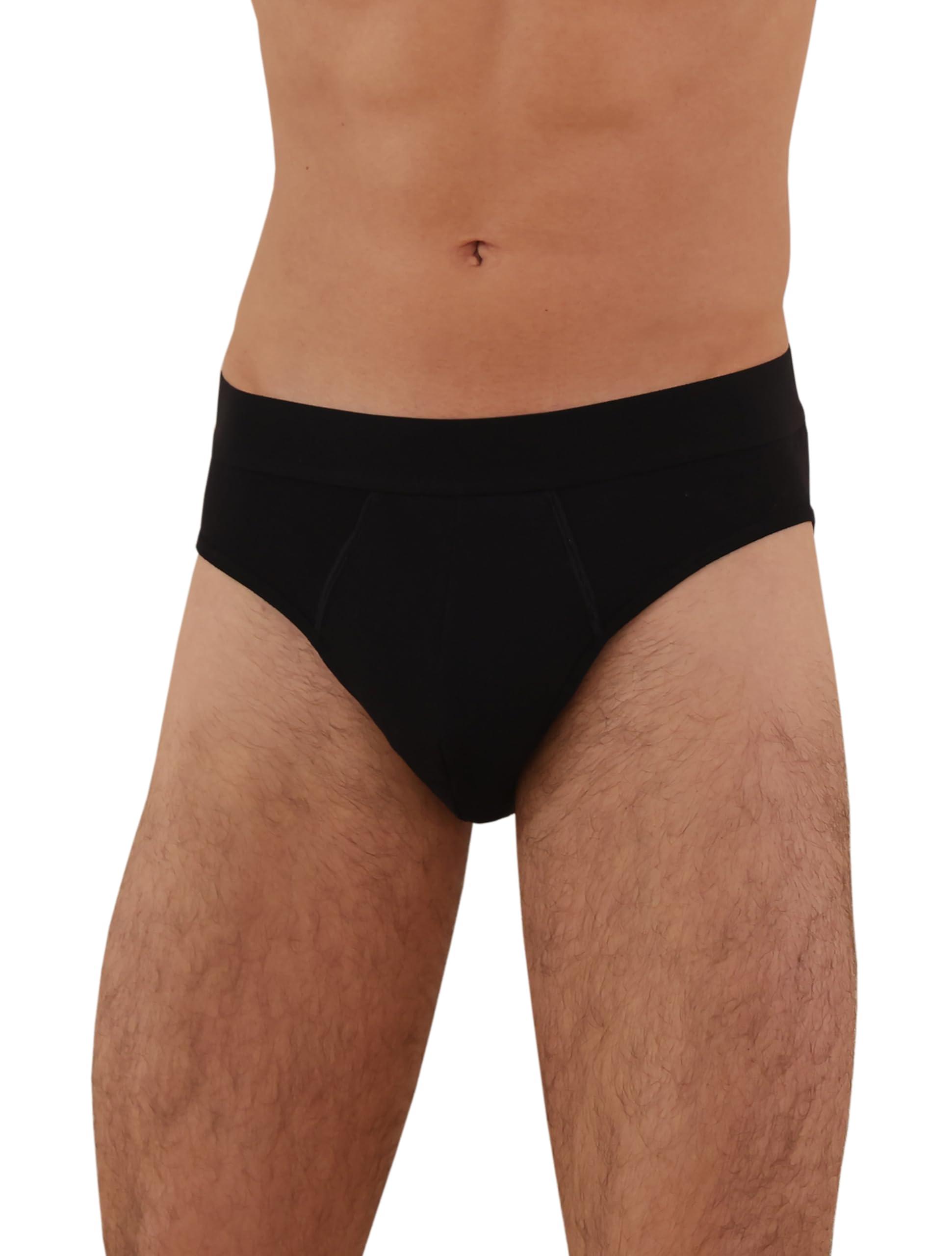AIRCUTE AIRCUTE Washable Urine Incontinence Underwear for Men, Reusable Cotton Absorbency Leakproof Protective Briefs 90ML (Black, 3X-Large)
