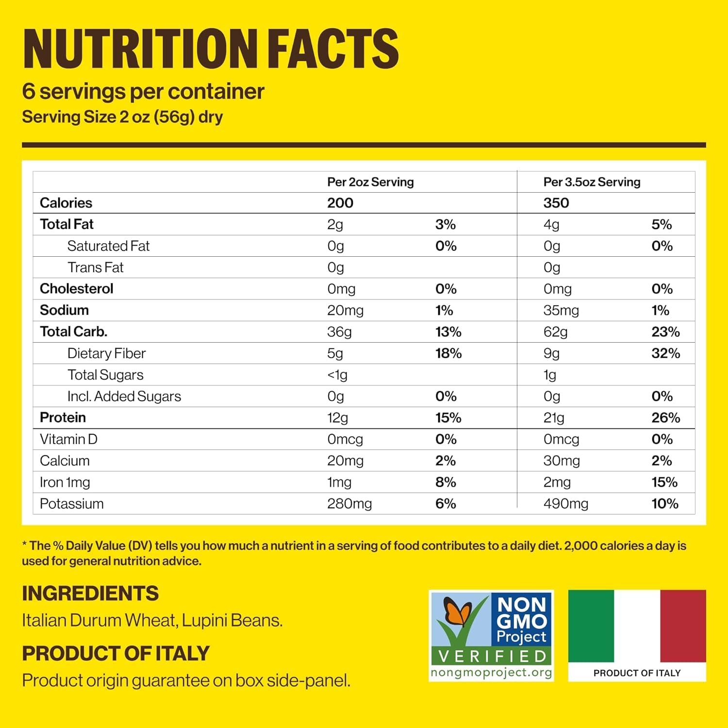 BRAMI Brami Italian Protein Pasta, Variety | Low Carb | High Fiber | High Protein | Non-GMO | Keto | Made in Italy | Dry Pasta | Semolina Pasta | Fortified with Heart Healthy Lupini Beans | 12oz (Pack of 8)