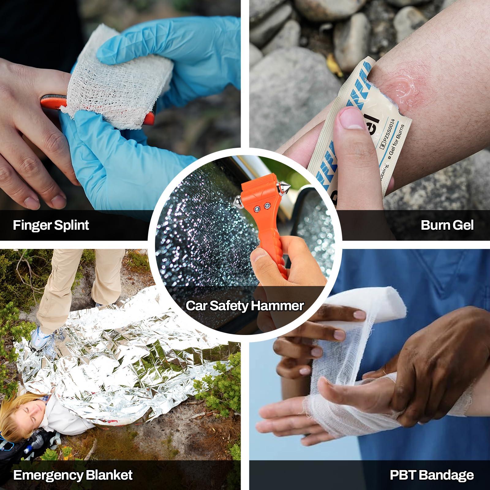 RHINO RESCUE RHINO RESCUE First Responder First Aid Kit Fully-Stocked EMT Bag, FSA HSA Eligible, Professional EMT/EMS Trauma Medical Kit, Molle System, Reflective Bag w/5 Zippered Pockets, 300+ First Aid Supplies