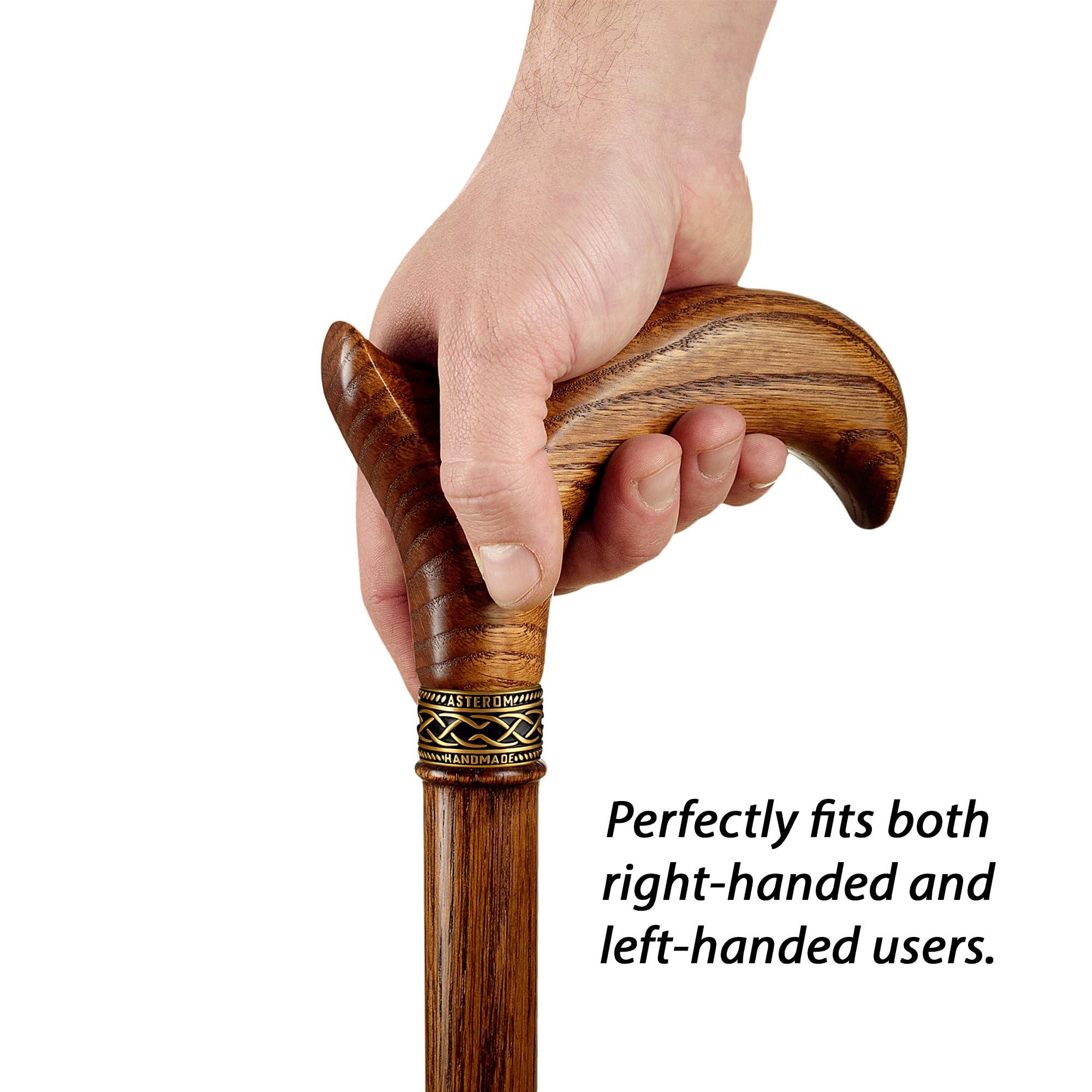 Asterom Asterom Walking Cane - Ergonomic Wooden, Cane for Women & Men - Walking Sticks for Seniors, Unique, Wood (Caramel, 37 Inches)