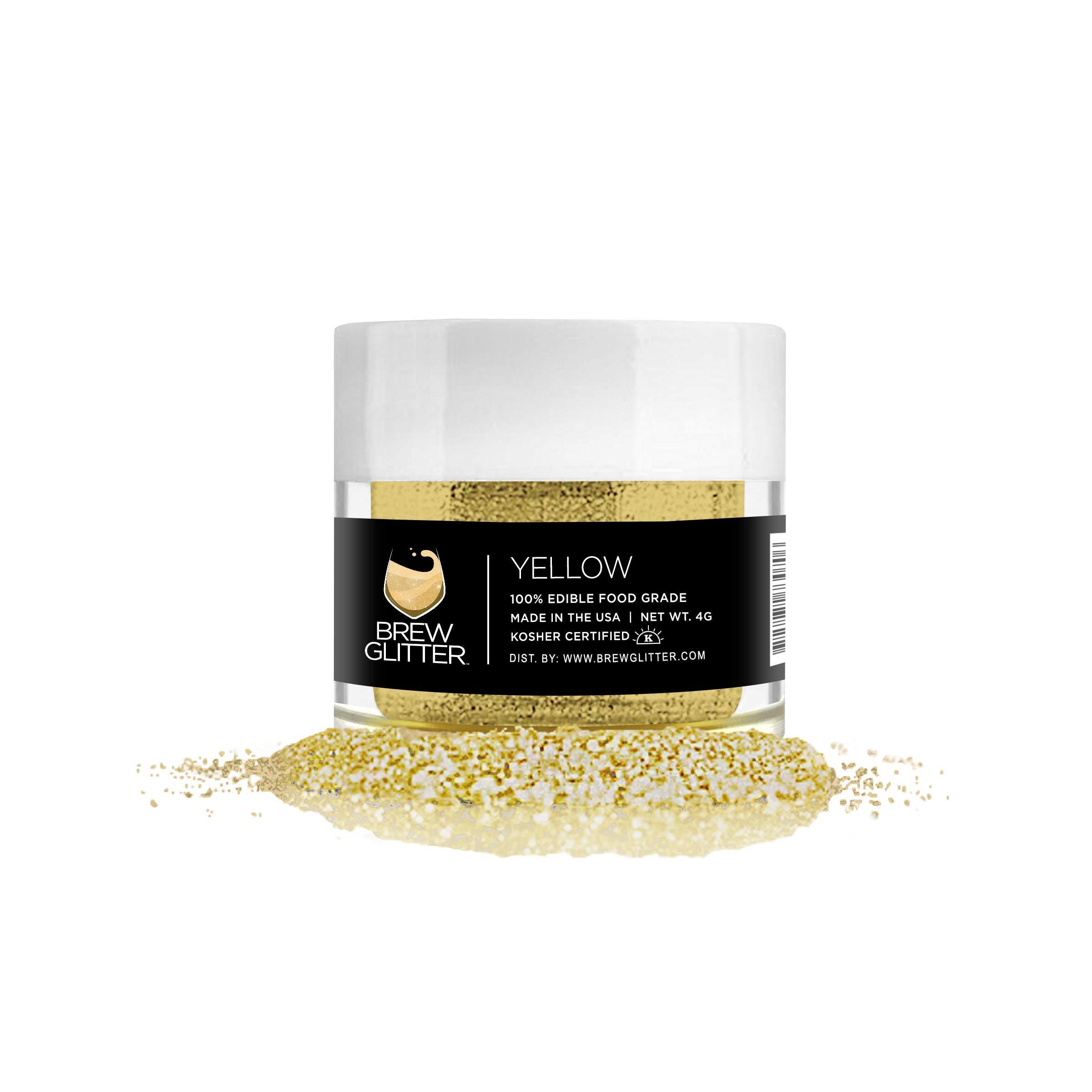 Bakell Brew Glitter (1x 4g Jar) | Edible Glitter for Drinks, Cocktails, Beer, Garnish & Beverages (Yellow)
