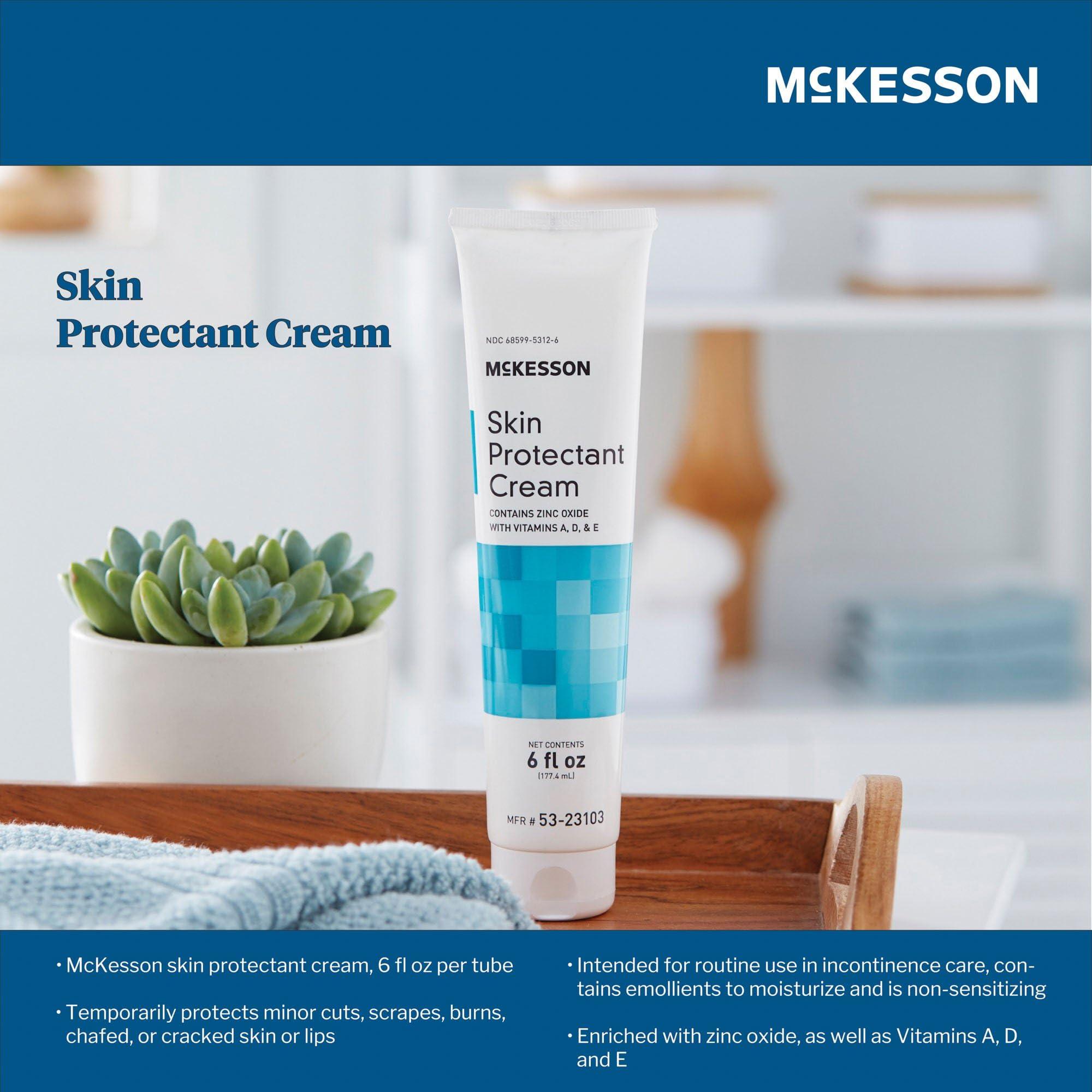 McKesson McKesson Vitamin A & D Skin Protectant Cream with Zinc Oxide - Incontinence Barrier Cream, Diaper Rash, Healing Dry and Cracked Skin - 6 oz, 24 Count