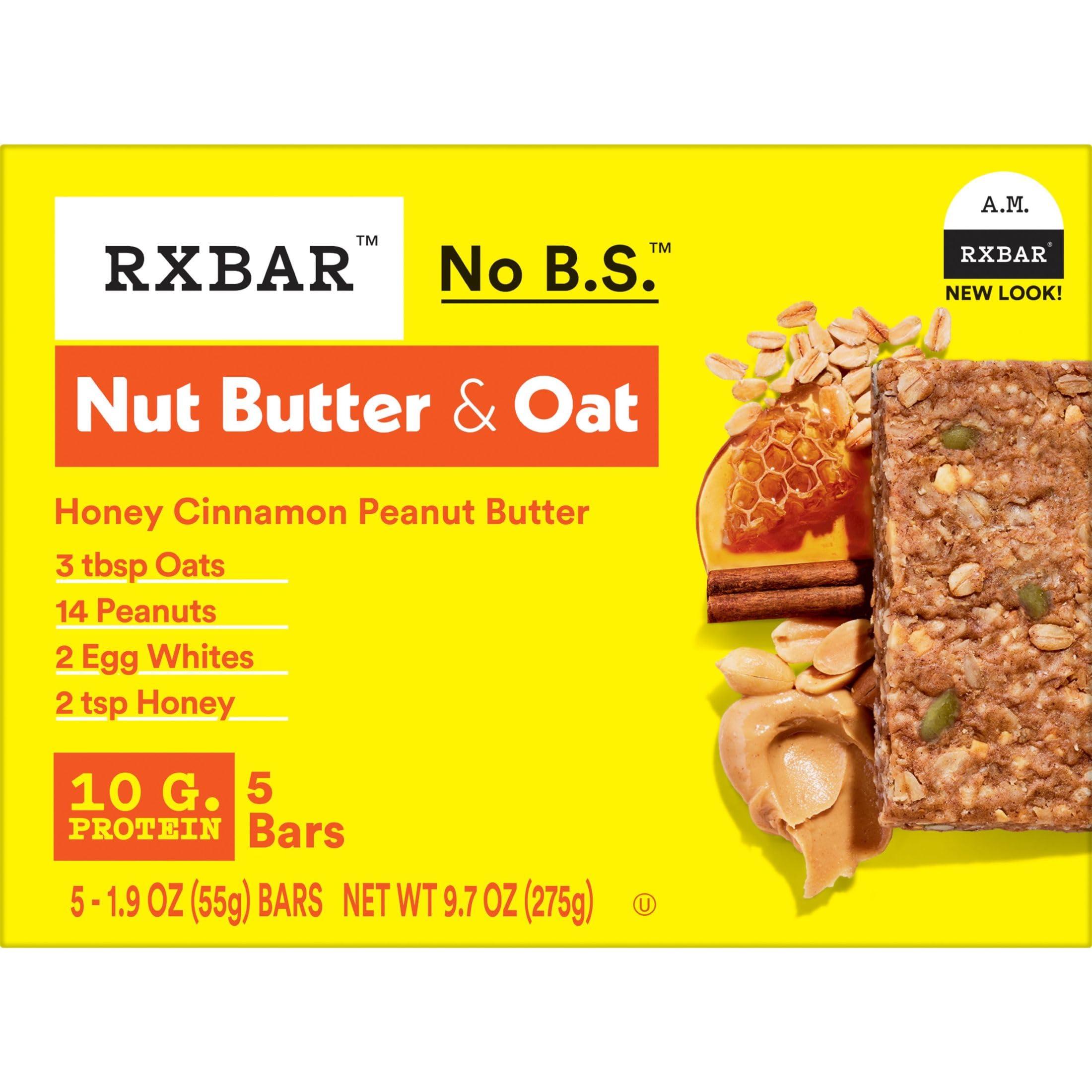 RXBAR RXBAR Nut Butter and Oat Protein Bars, Protein Snacks, Snack Bars, Honey Cinnamon Peanut Butter (6 Boxes, 30 Bars)