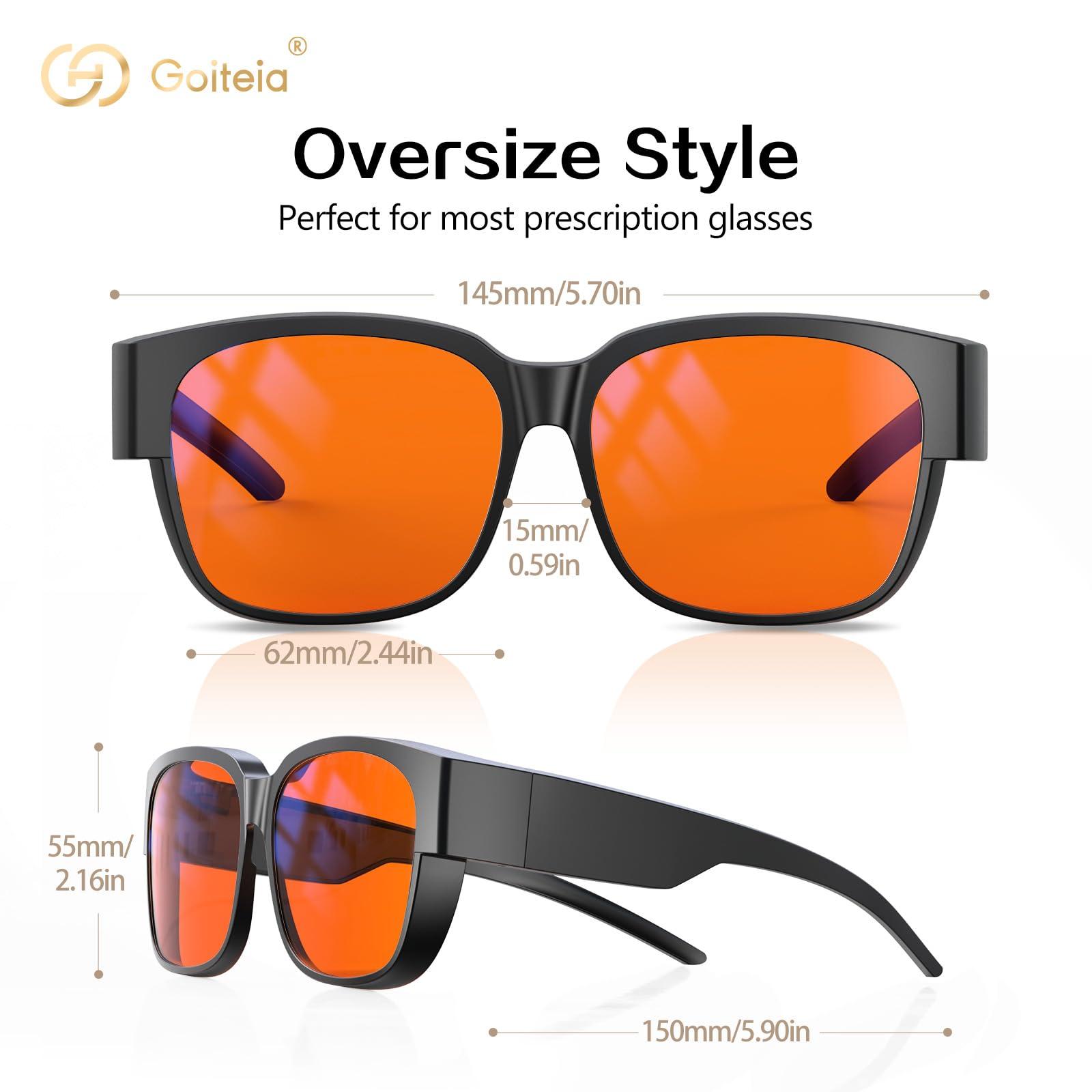 Goiteia Goiteia Amber Orange Blue Light Blocking Fit over Large-Framed Glasses for Women Men,Blue Blocker Computer Glasses for Insomnia/Migraine/Light Sensitivity