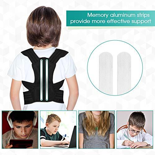 VINGVO Back Posture Corrector for Kids and Teens, Adjustable Upper Back Brace Clavicle Support Brace with Soft Shoulder Pads and Elastic Belts for Thoracic Kyphosis, Improve Slouching and Humpback - L