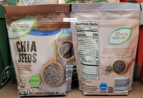 TraderB Simply Nature NON-GMO Chia Seeds 12oz 340g (Two Bags)