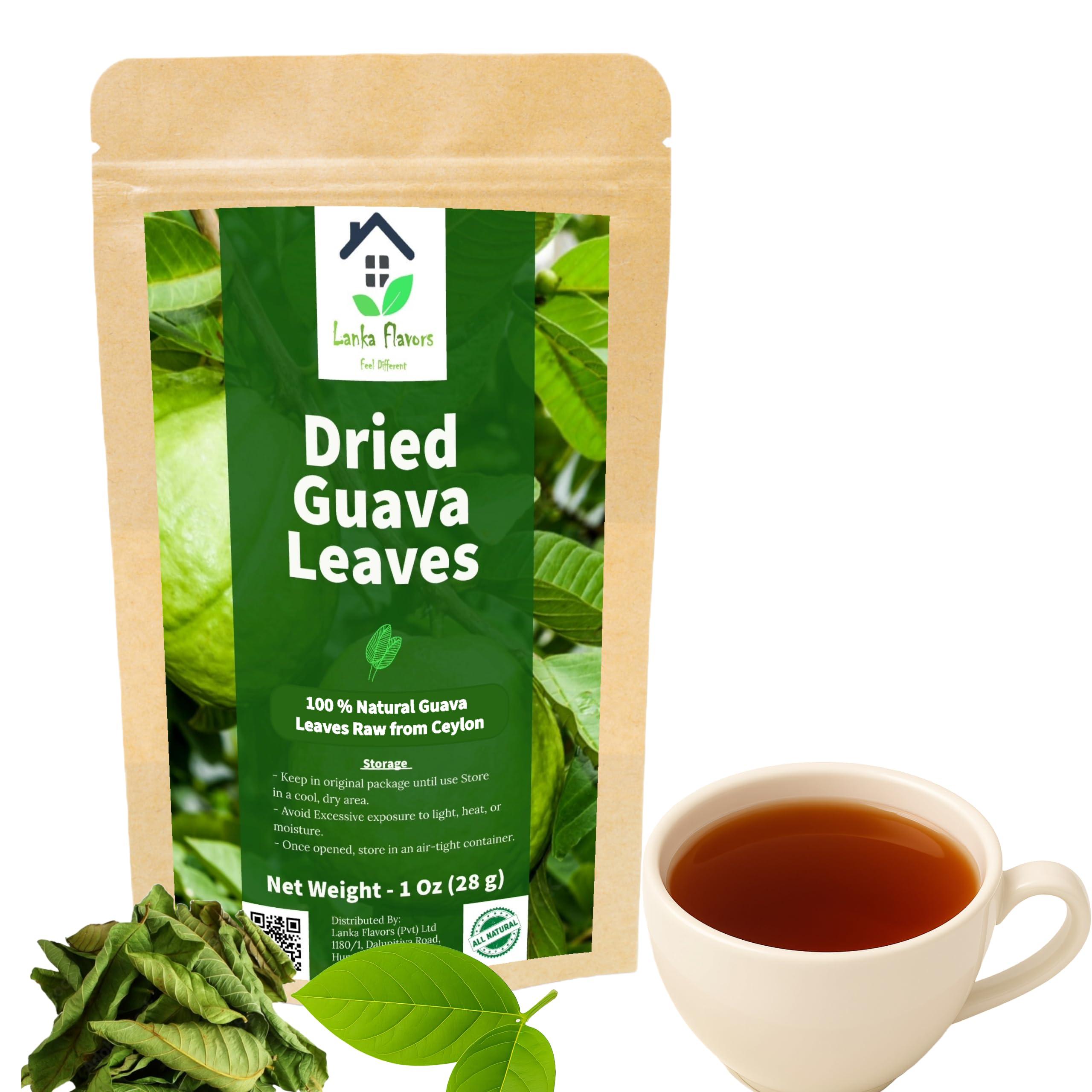 Lanka Flavors Feel Different Dried Guava Leaves 1 Oz (28g) Hojas De Guayaba Herbal Tea Natural Organic Air Dried Whole Leaf Harvested from Ceylon - Lanka Flavors Feel Different