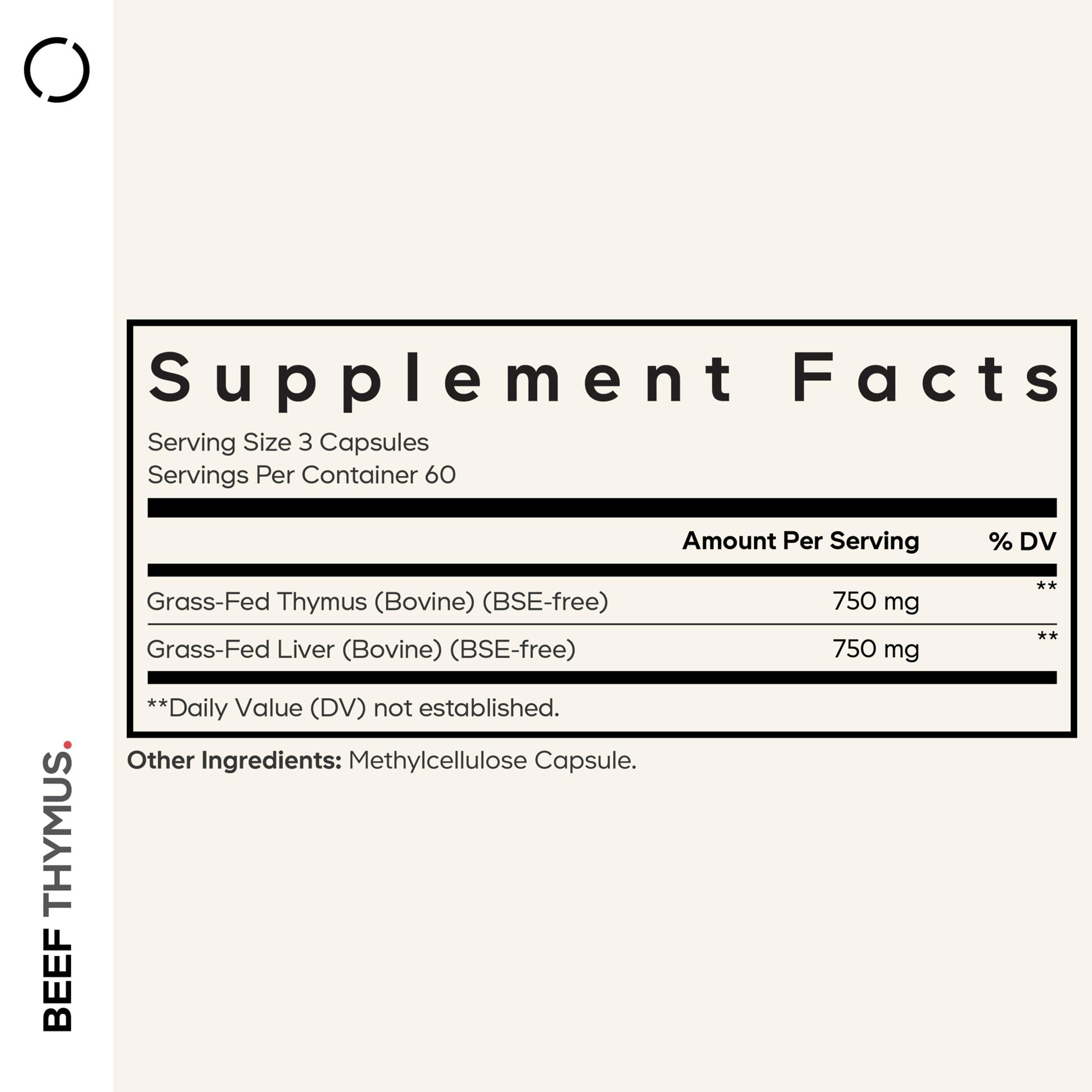 Codeage Codeage Grass Fed Beef Thymus Supplement Superfood, Freeze Dried, Non-Defatted, Desiccated Thymus & Liver Pills, Glandulars Meat, Pasture Raised Beef Vitamins, Non-GMO, 180 Capsules