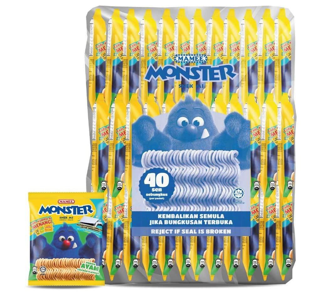 Malaysia Mamee Monster Noodles Snacks 30 Packs x 25g ( Chicken Flavor )
