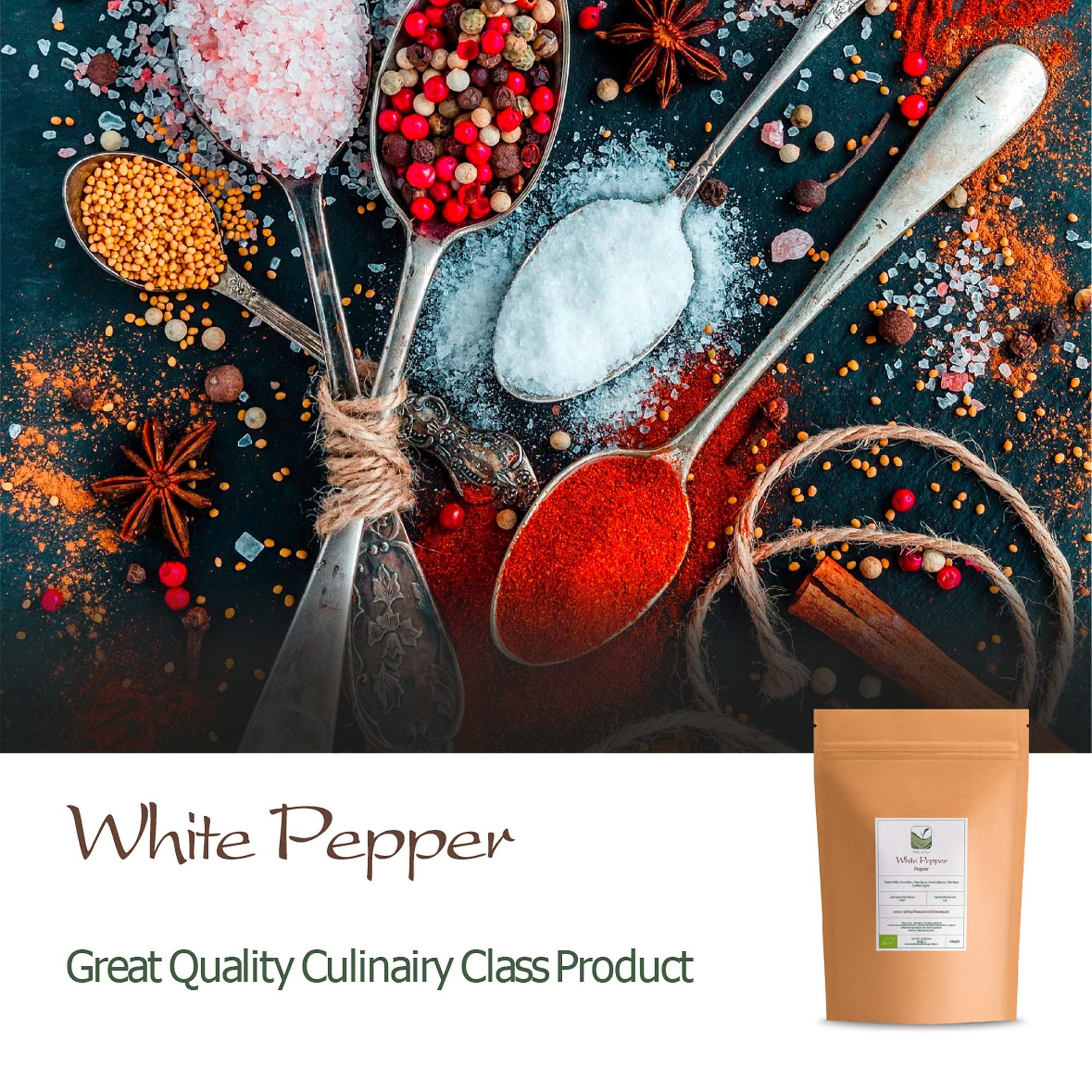 Valley of Tea White Peppercorns Whole Pepper - White Peppercorn Spice - White Peppercorns For Grinder Whole White Pepper Peppercorns White Peppercorn Whole White Peppercorns Grinder Whole Spice Pepper White 100g