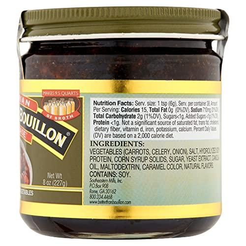 Better Than Bouillon Better Than Bouillon Vegetarian No Beef Base, Made with Seasoned Vegetables, Certified Vegan, Makes 9.5 Quarts of Broth, 38 Servings, 8-Ounce Jar (Pack of 2)