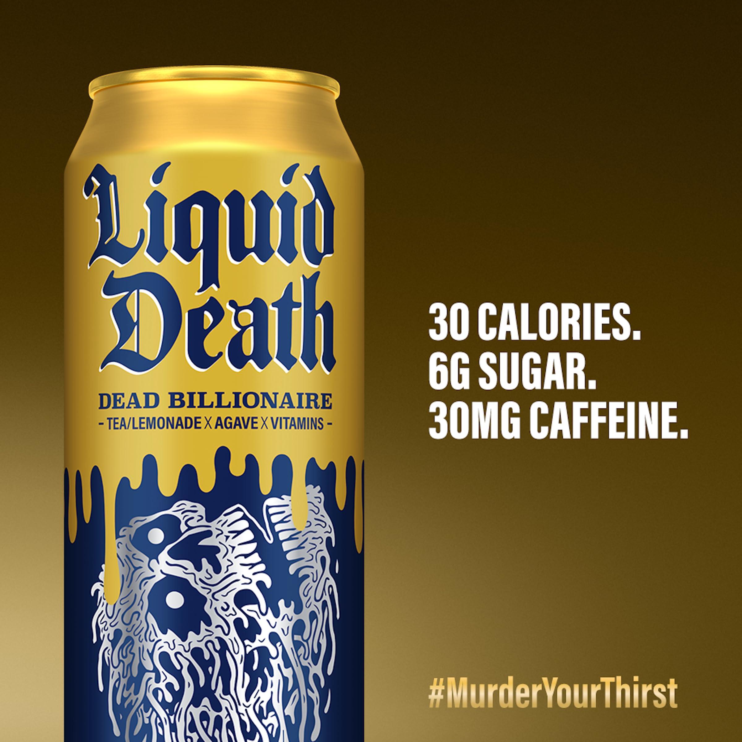 Liquid Death Liquid Death, Dead Billionaire Iced Tea, 8-Pack (King Size 19.2oz Cans), Half Lemonade Half Black Tea Sweetened With Real Agave, B12 & B6 Vitamins, Low Calorie & Low Sugar