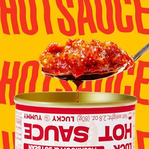 GOOD LUCK GOOD LUCK Mushroom Hot Sauce, Spicy Chili Oil and Chili Paste with High-Grade Mushroom Instant Mushroom Sauce, Chopped Chili Sauce,Fresh Pepper,Soybean,Garlic