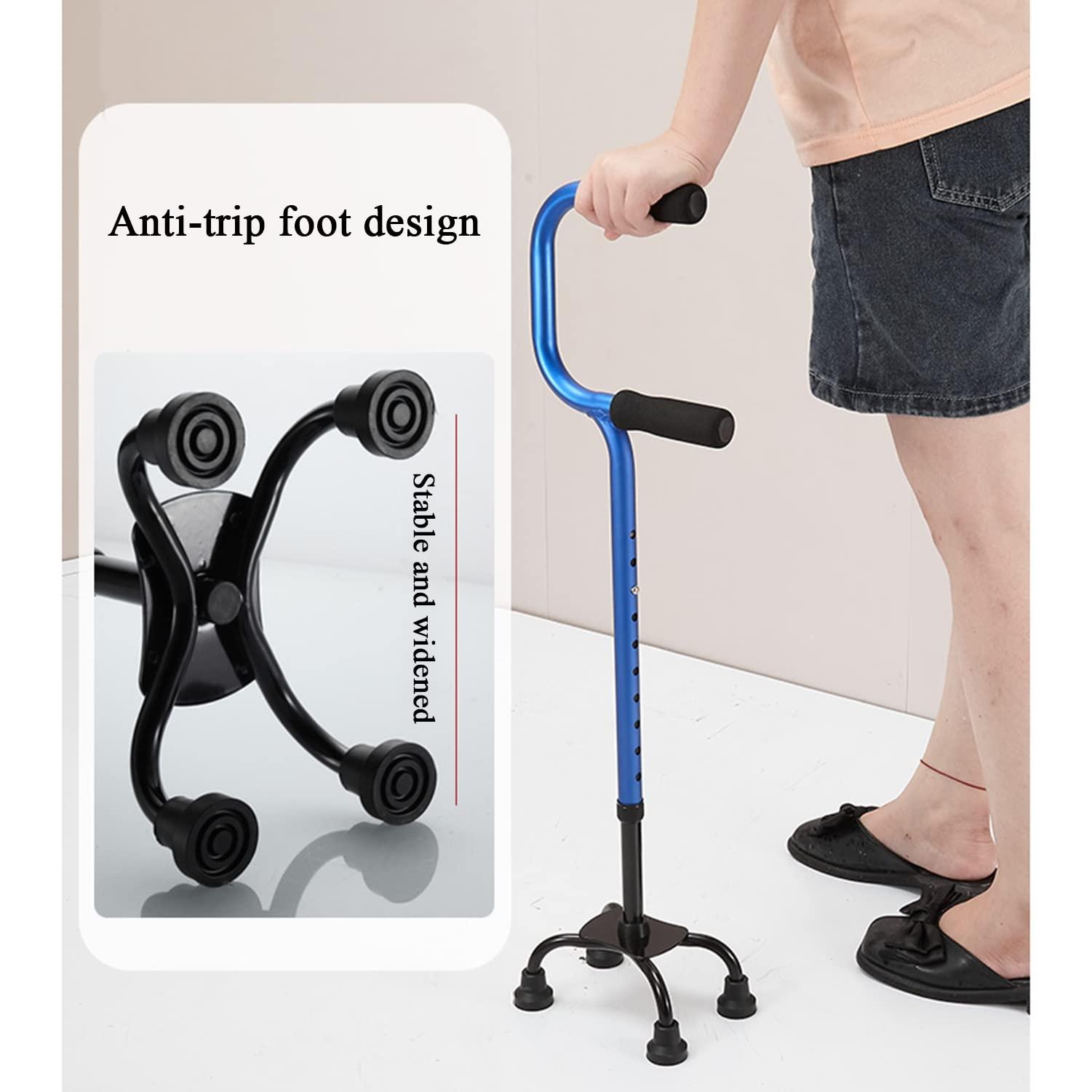 SEVEEZ SEVEEZ Quad Cane Adjustable Tetrapod Walking Stick with Four Leg Wide Base Aluminum Lightweight Standing Walking Aid (Color : Red)