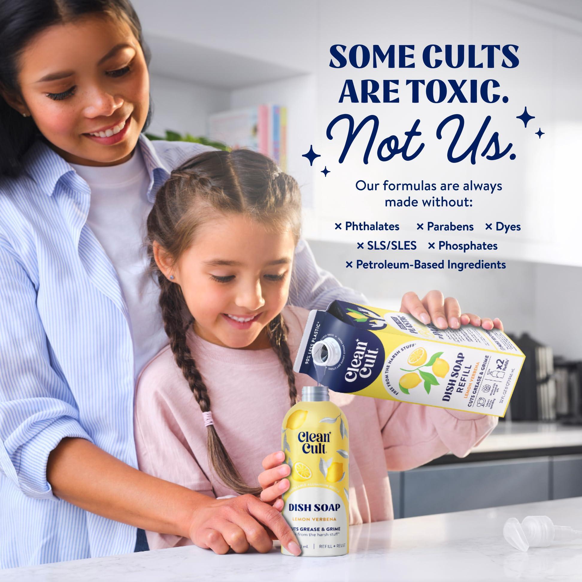 Cleancult Cleancult Dish Soap Liquid Refill (32oz, 1 Pack) - Plant Based Cleaning Power - Dish Soap that Cuts Grease & Grime - Free of Harsh Chemicals - Uses 90% Less Plastic - Lemon Verbena