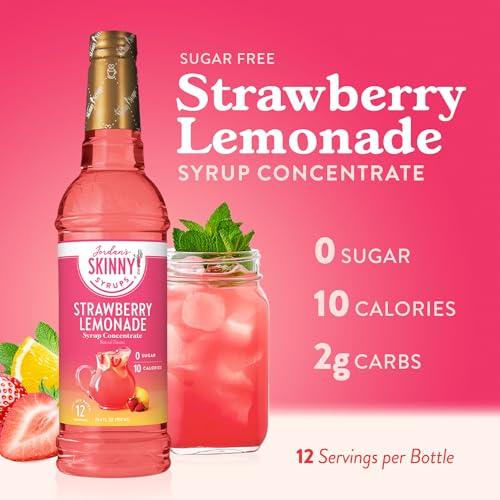 Jordan\'s Skinny Mixes Jordan\'s Skinny Mixes Sugar Free Syrup, Strawberry Lemonade Flavor, Flavored Water Enhancer, Drink Mix for Ice Tea, Lemonade & More, Zero Calorie Flavoring, Keto Friendly, 25.4 Fl Oz, 1 Pack