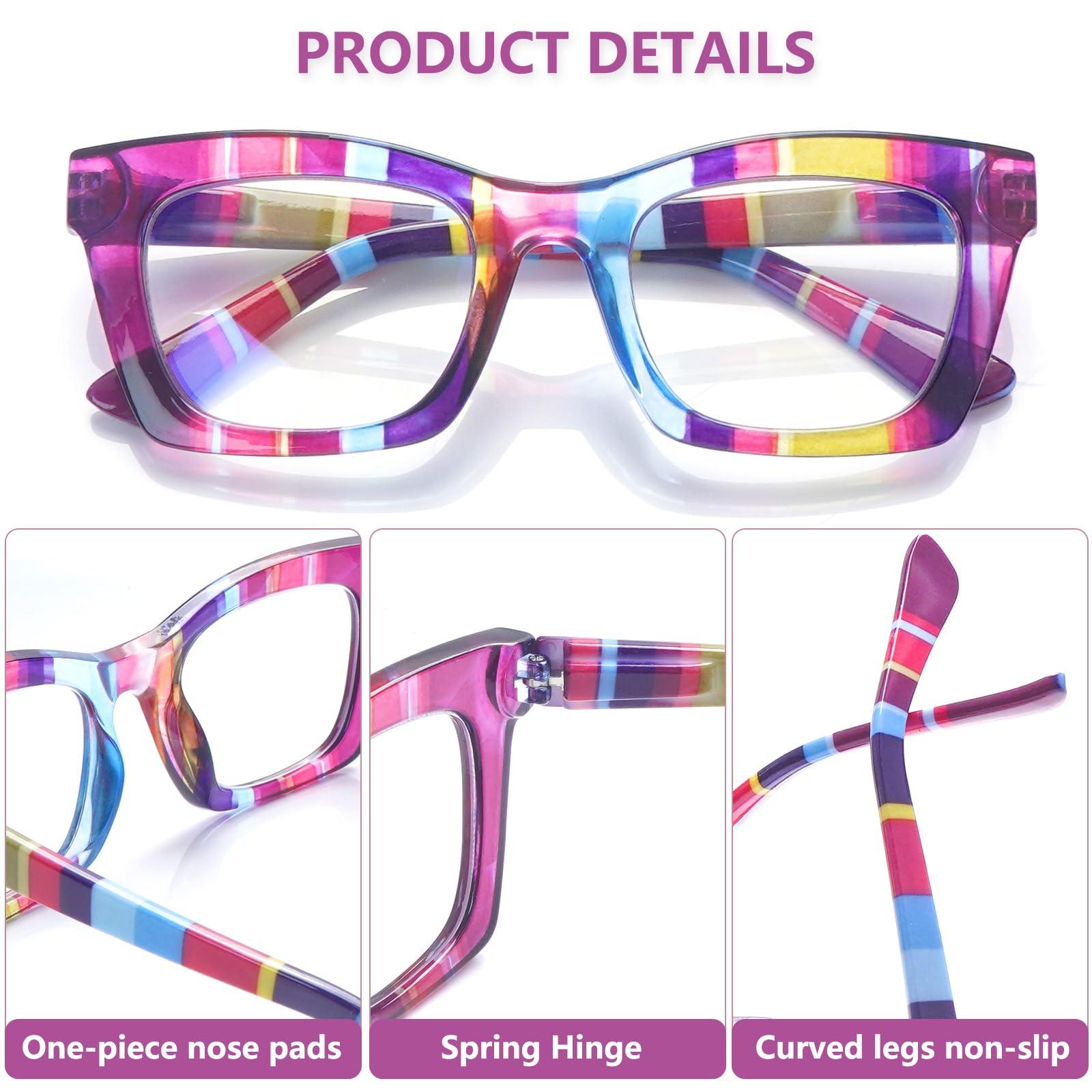 SIGVAN SIGVAN 6 Pack Oprah Style Reading Glasses Blue Light Blocking Square Computer Spring Hinge Readers for Women (6 Mix-1, 1.5, multiplier_x)