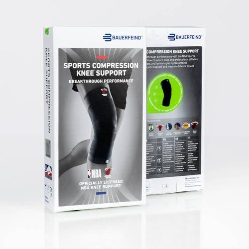 Bauerfeind Bauerfeind Sports Compression Knee Support NBA - Lightweight Design with Gripping Zones for Basketball Knee Pain Relief & Performance with Team Designs (Black, S)