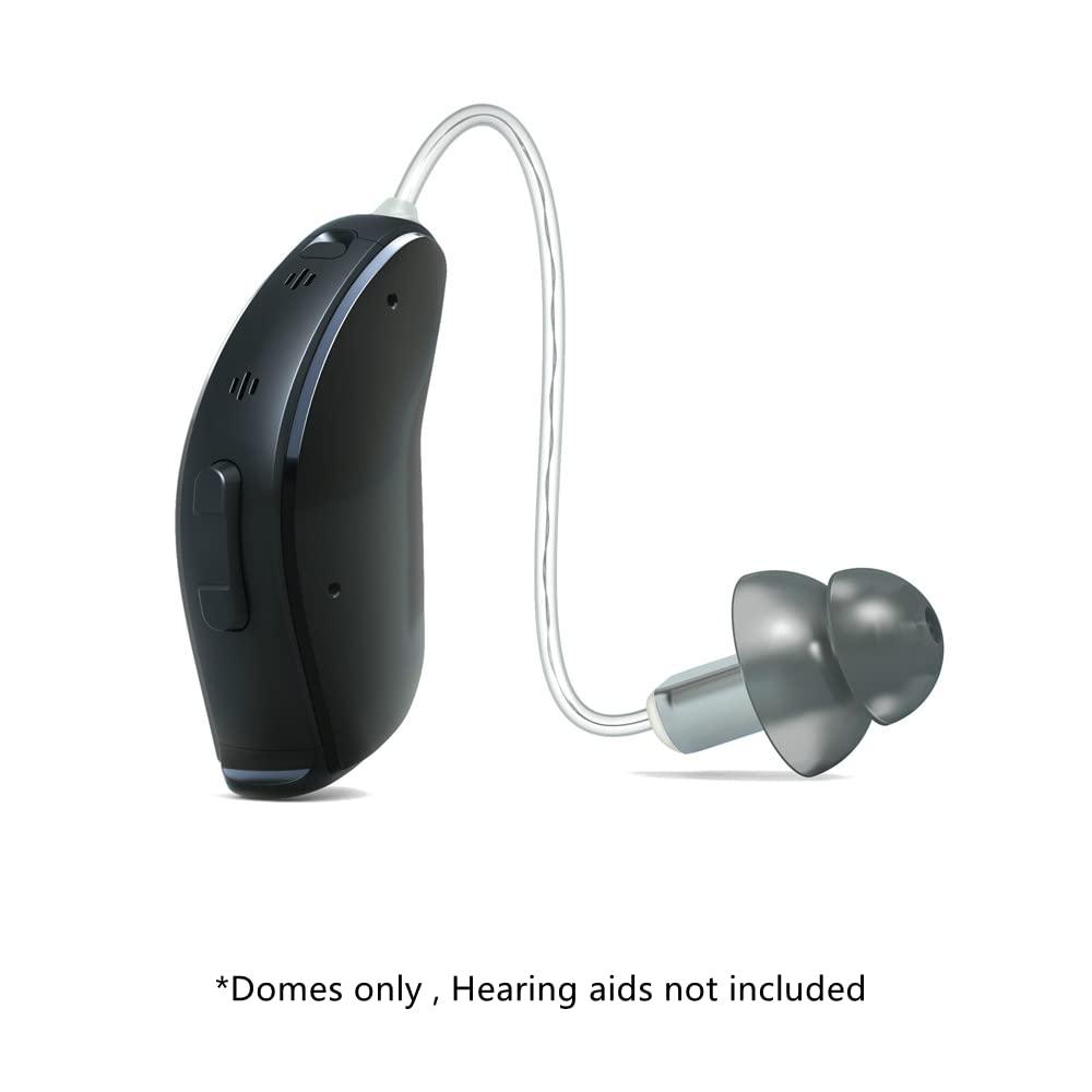AroneMom Hearing Aids Domes Small Medium Large Size for Resound Sure Fit RIC RITE and Open Fit BTE Hearing Amplifier Smoky Power Domes Invisible Ear Tip (Mix 6 Counts)
