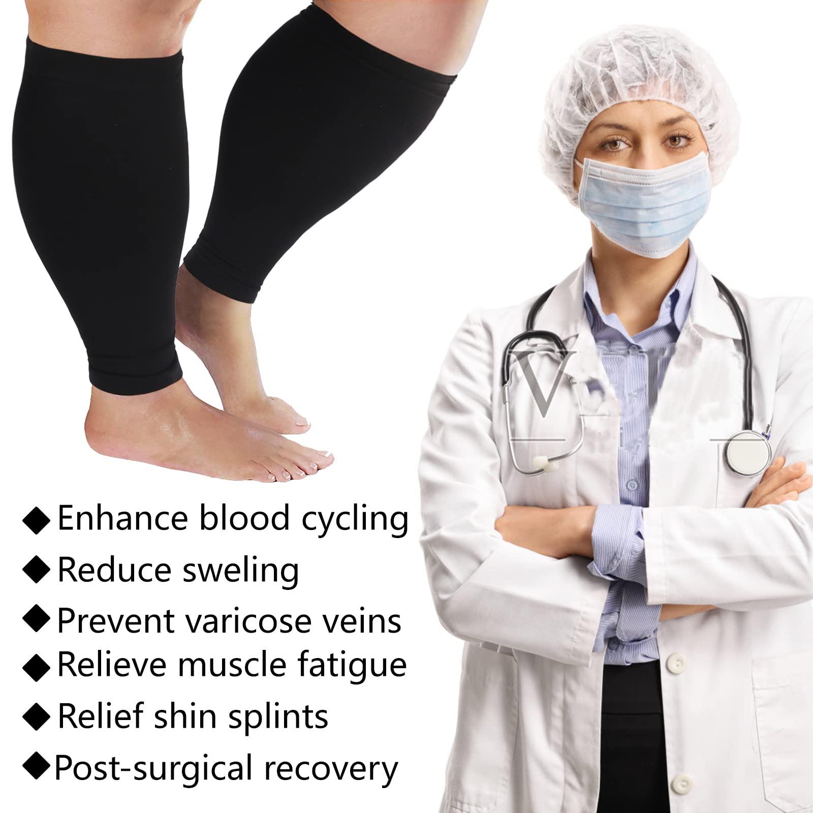 Yxmeiguo Plus Size Compression Sleeves for Calves Women Wide Calf Compression Legs Sleeves Men 5XL, Relieve Varicose Veins, Edema, Swelling, Soreness, Shin splints, for Work, Travel, Sports and Daily Wear