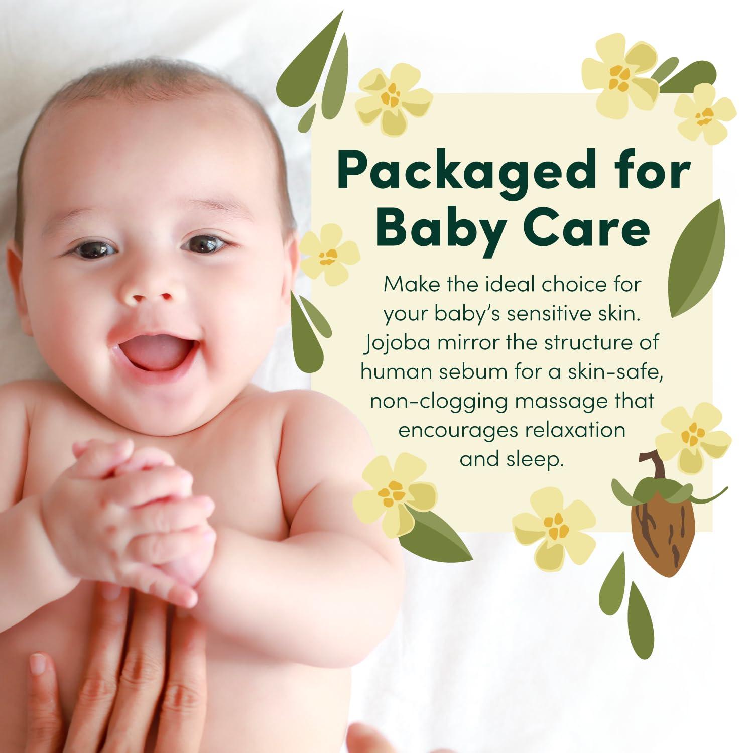 HobaCare HobaCare 100% Pure Organic Jojoba Baby Oil - Unrefined and Cold Pressed Jojoba Oil - Body & Scalp Massaging Oil for Skin, Hair, and Nails - Helps to Fight Cradle Cap and Dry Skin (4.22 fl oz)
