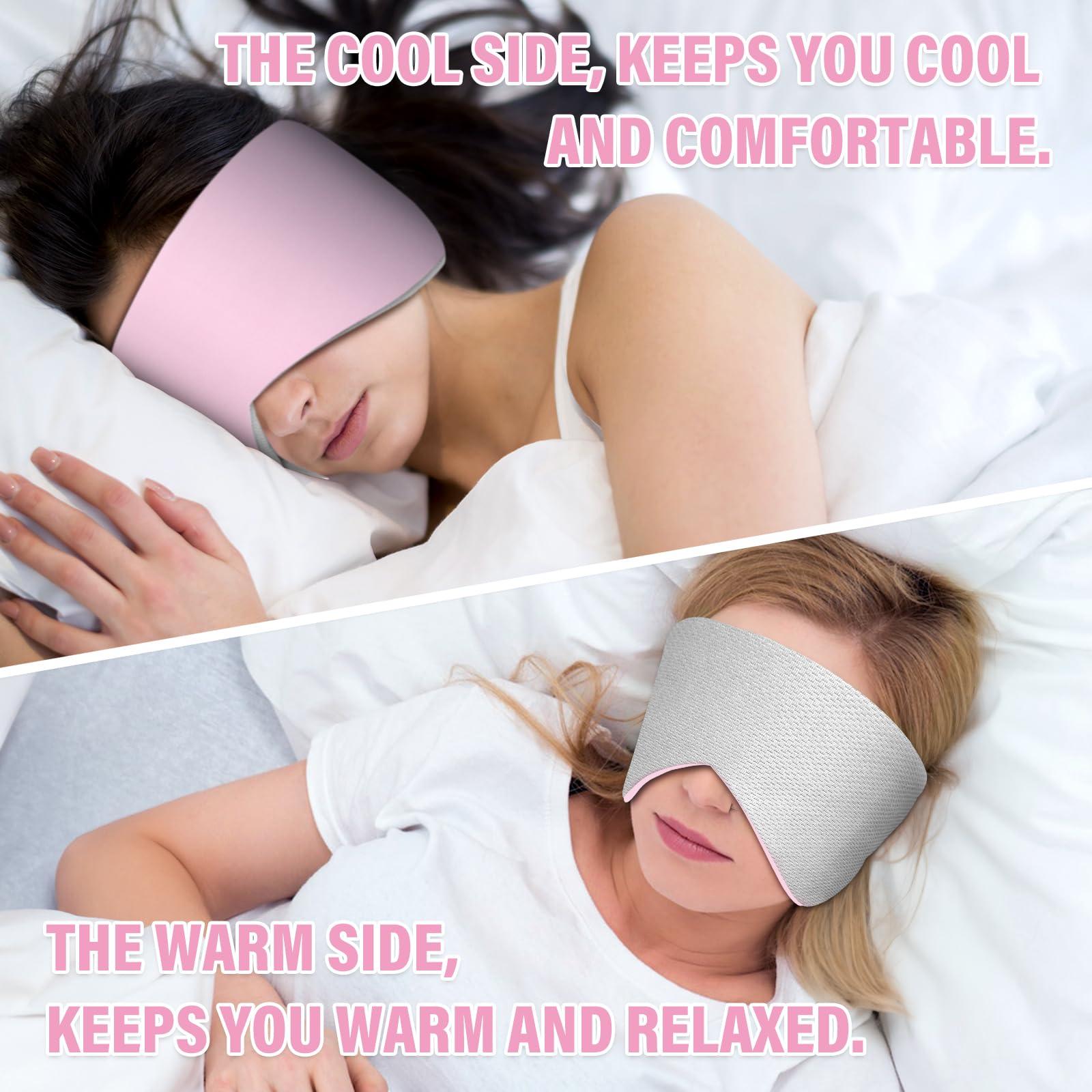 spacepower Sleep Mask, Eye Mask for Sleeping with Heads Adjustable, Earmuffs for Sleep for Men & Women, 2 in 1 Ear Mask and Blindfold, Soft Dual-Sided All-Season Eye Cover for Side Sleepers (Pink)