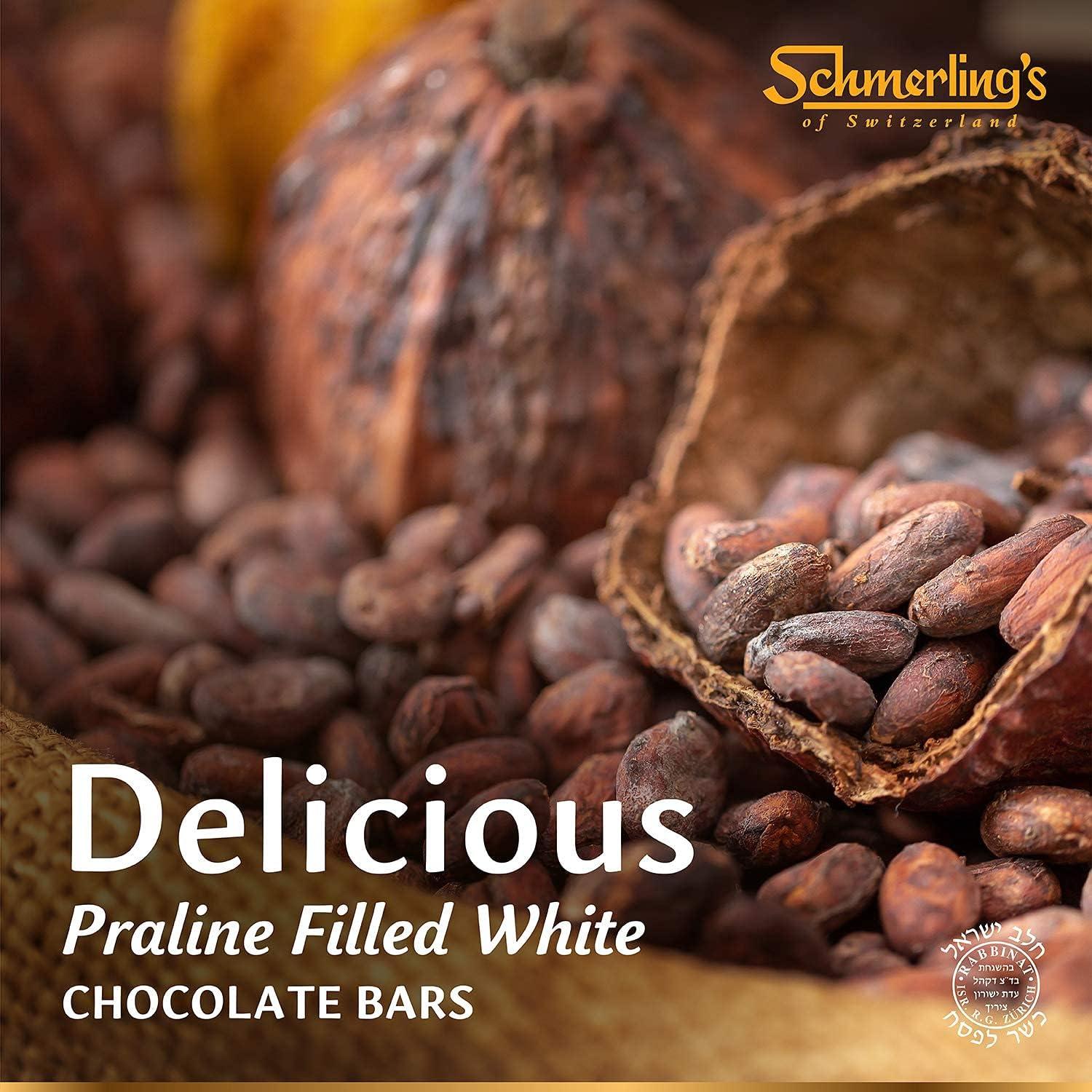 SCHMERLING'S Schmerling\'s Rosemarie Harmony White Chocolate - Premium Swiss White Chocolate Bars - Praline Filled - GMO Free - Kosher For Passover OU - 3.5oz Each (Pack of 2)
