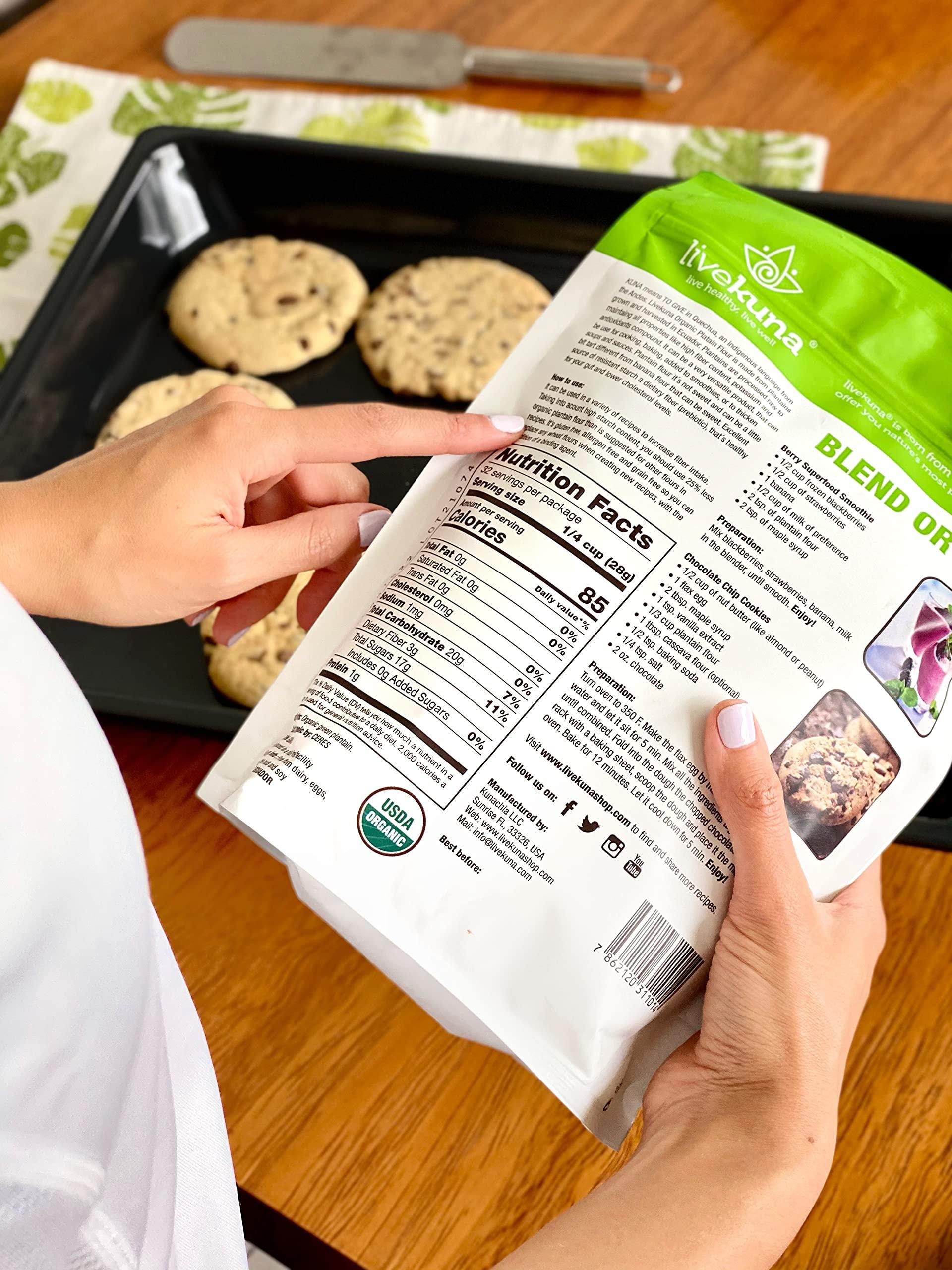 LiveKuna LiveKuna Organic Plantain Flour - Gluten Free All Purpose Flour Alternative For Baking & Cooking Recipes - Grain Free Vegan Plantain Flour, Rich In Fiber & Vitamins for Keto & Paleo Diets, 32oz Bag