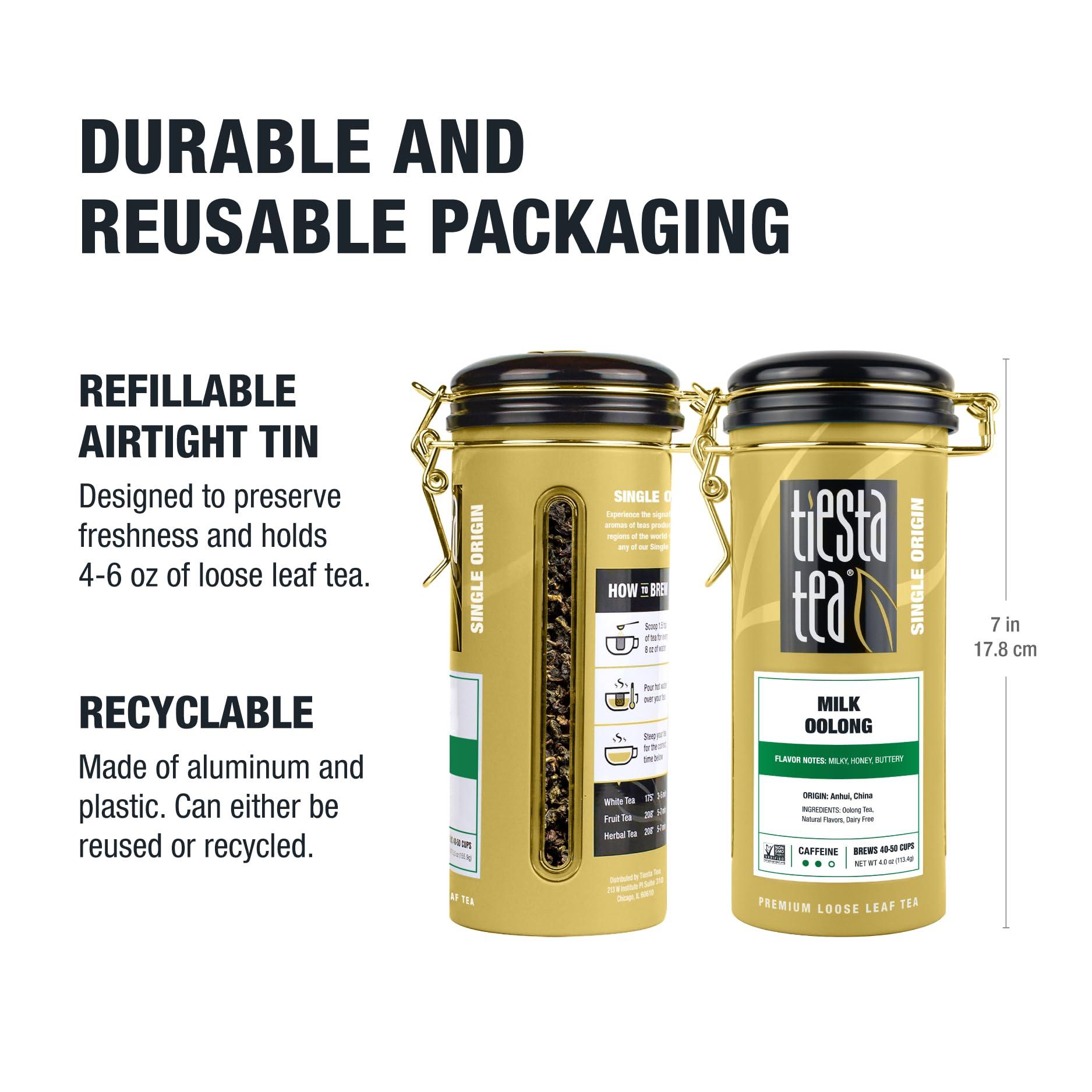 Tiesta Tea Tiesta Tea - Milk Oolong Tea | Single Origin Premium Loose Leaf Oolong Tea from China | Medium Caffeinated | Make Hot or Iced Tea & Up to 50 Cups | 100% Pure Unblended - 4oz Refillable Tin