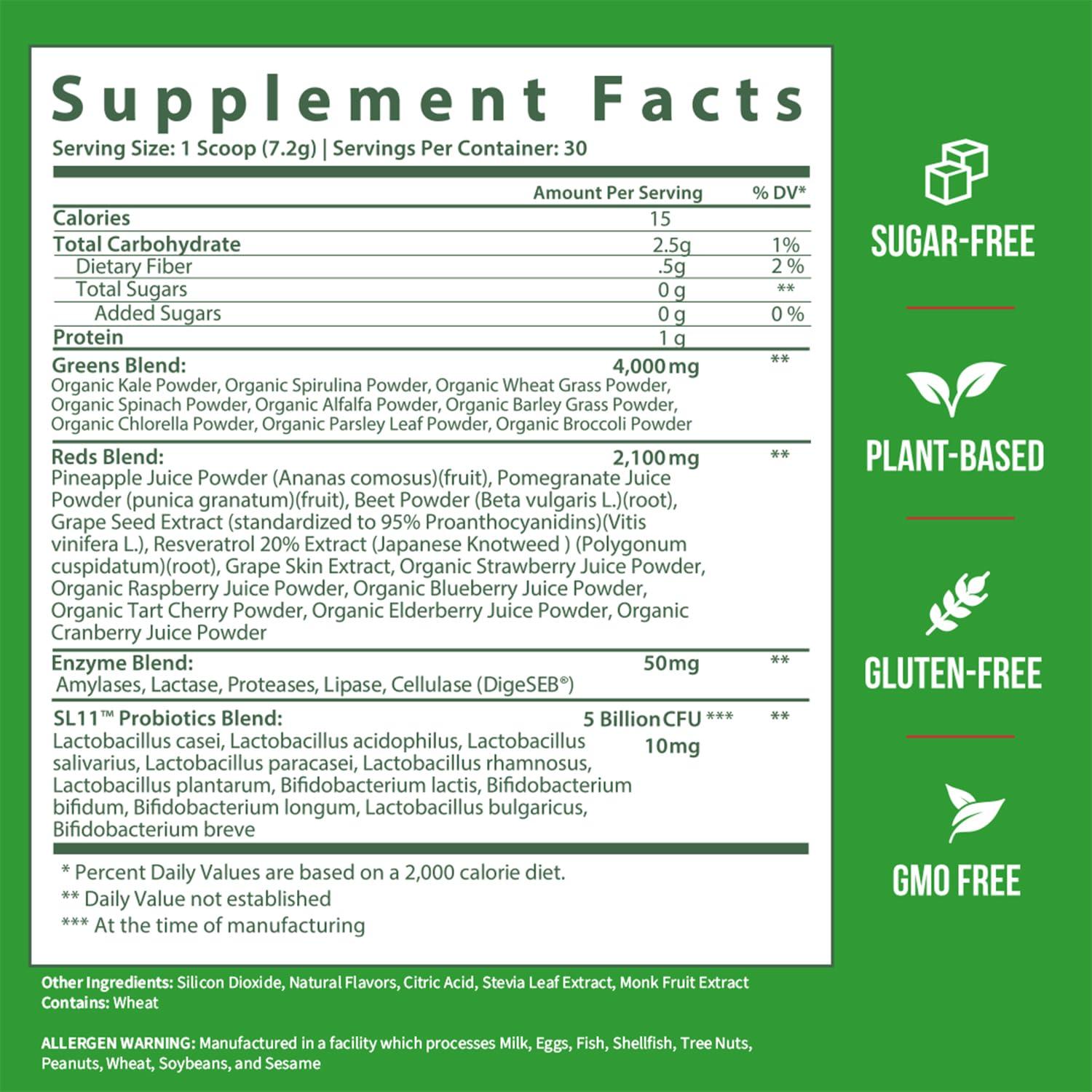 GOBIOTIX GOBIOTIX Super Greens and Reds Powder - Red and Green Superfood - Probiotic Supplement - Digestive Enzymes and Beet Root Powder - Organic Whole Foods Dietary Supplement (Mango, 1 Pack)