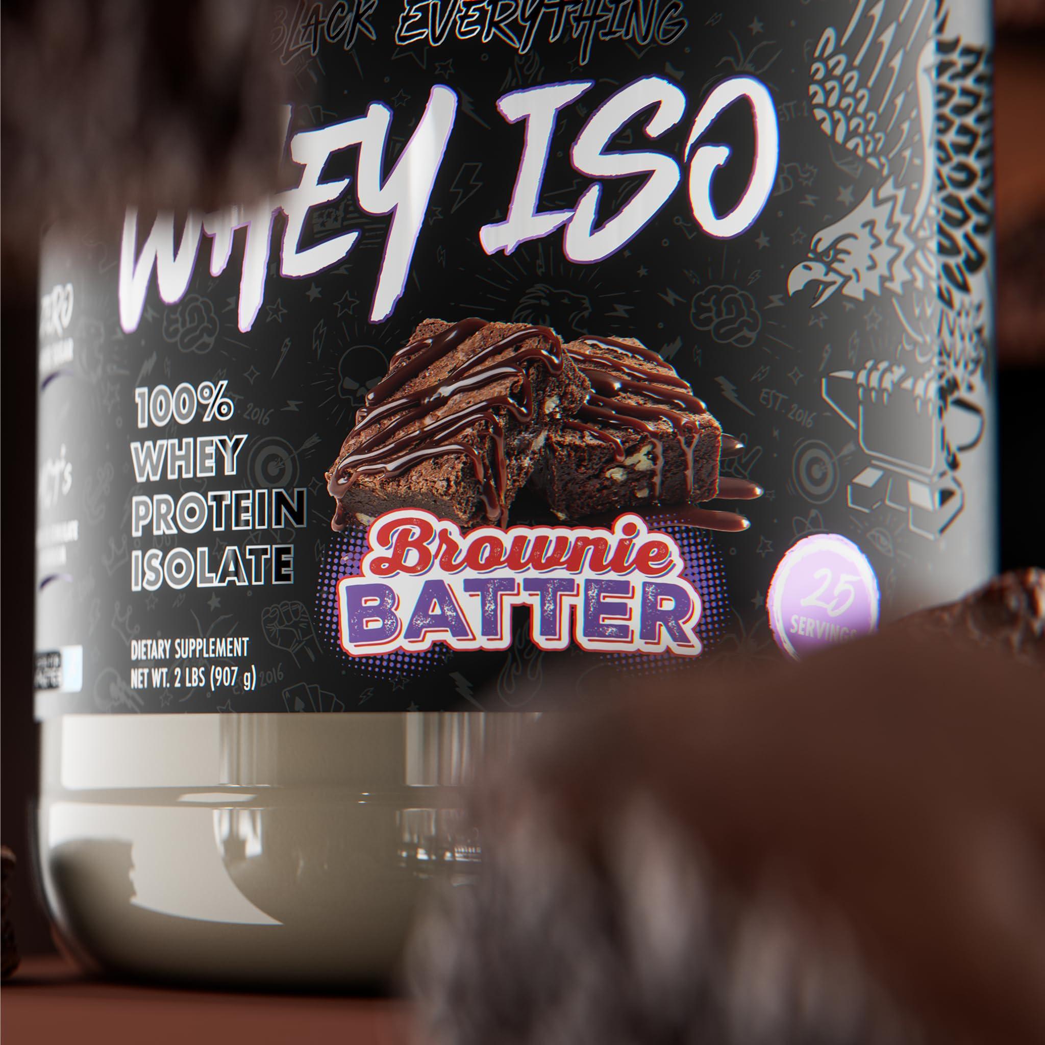 ABE all black everything All Black Everything 25g Whey Protein Powder | Brownie Batter | 20 Servings | Whey Protein Isolate | Low Carbs & Low Sugar | MCTs