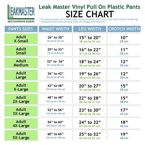 LeakMaster LeakMaster Adult Pull-On Vinyl Plastic Pants - Soft, Quiet and Form Fitting Incontinence Waterproof Diaper Covers for Adults - White, X-Small Fits 26-30 Inch Waist