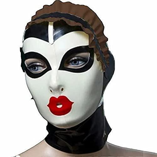 LEIMI Latex Hood Women Gummi Rubber Full Cover Mask Anti-clip Hair Maid Hood Masquerade Party Latex Mask (XXL, Red)