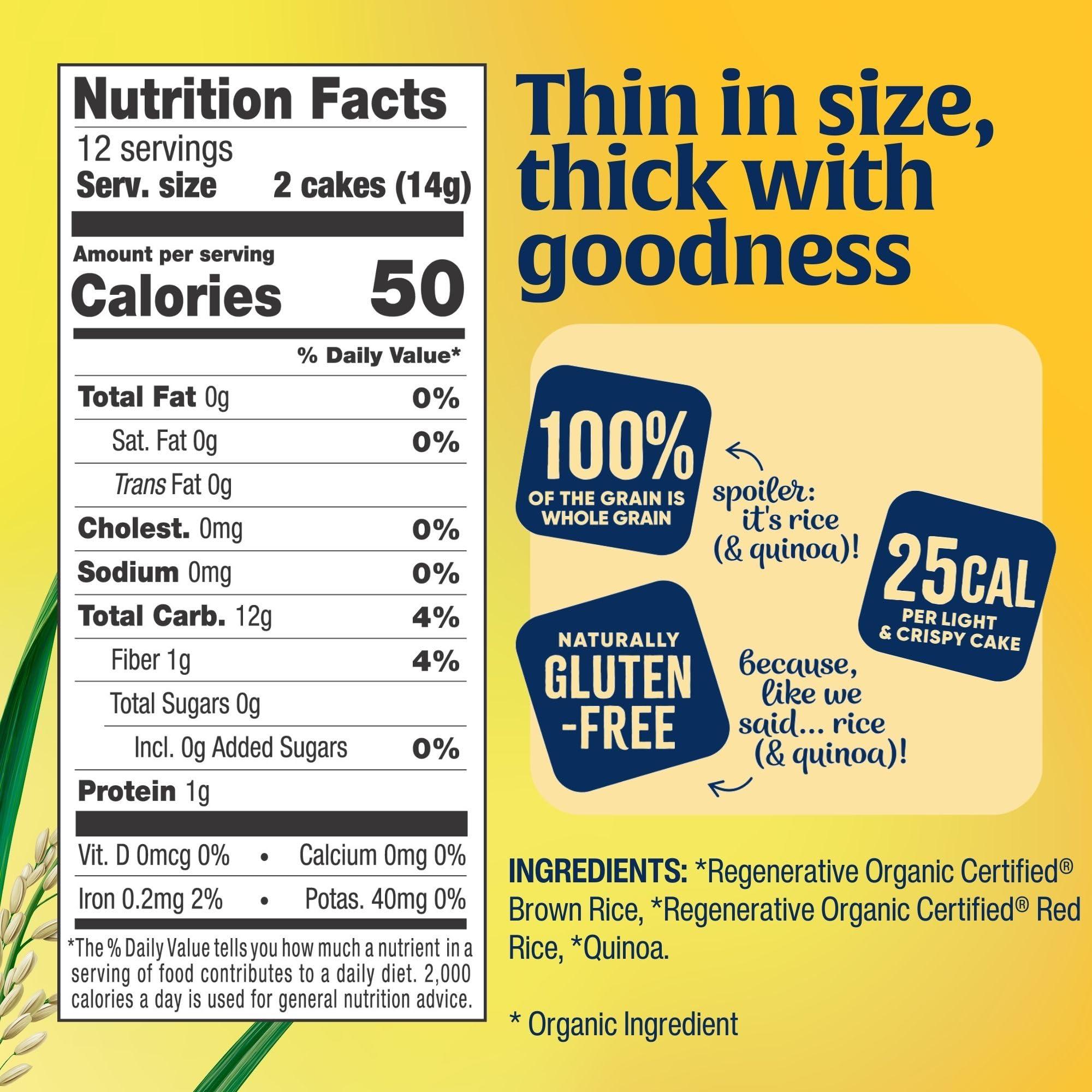 Lundberg Lundberg Organic Thin Stackers, Red Rice & Quinoa, Salt-Free, Thin Multigrain Rice Cakes, Gluten-Free, Vegan, Healthy Snacks, 6 oz (Pack of 1)