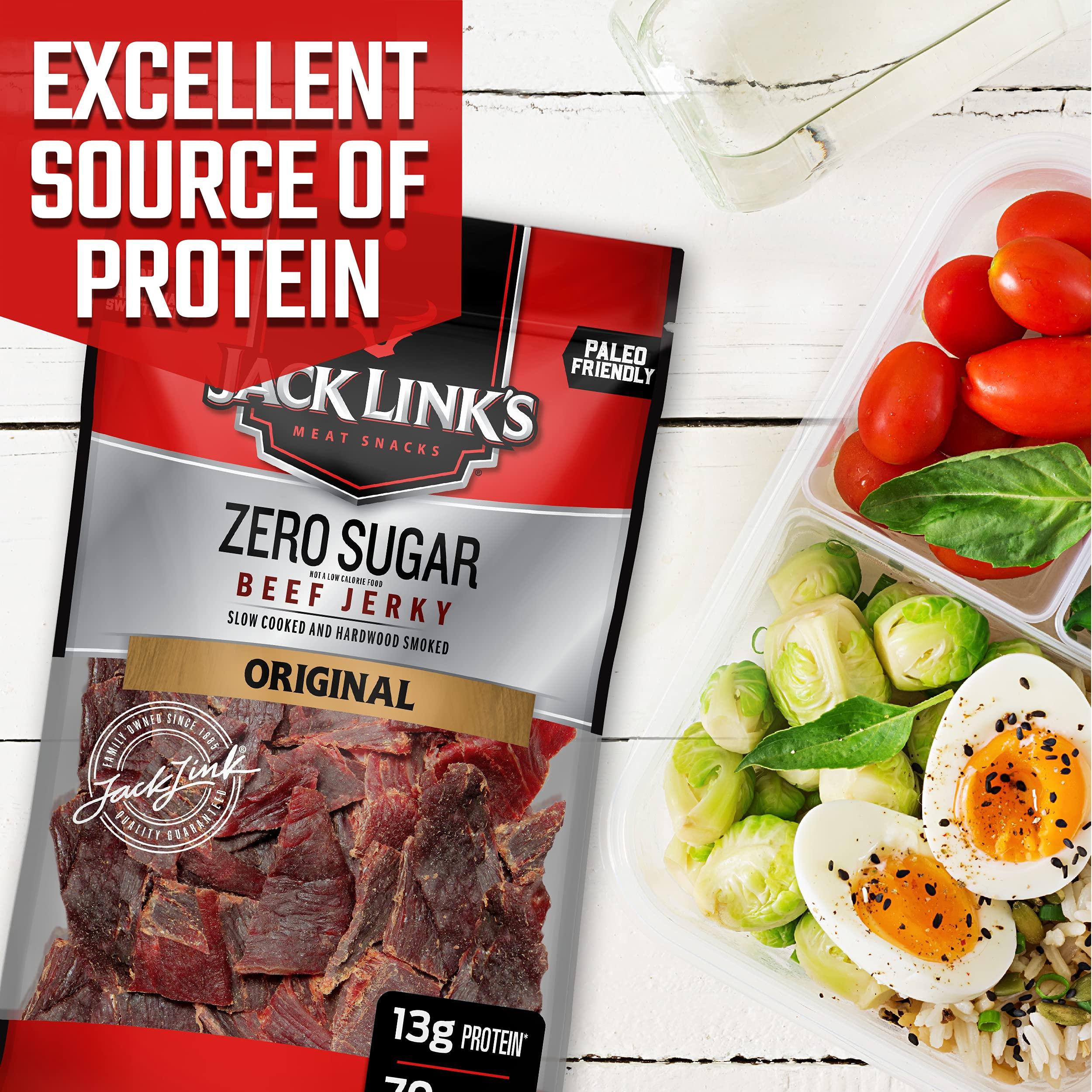 Jack Link's Jack Links Beef Jerky, Zero Sugar, Paleo Friendly Snack with No Artificial Sweeteners, 13g of Protein and 70 Calories Per Serving, No Sugar Everyday Snack (Packaging May Vary), 7.3 Ounce (Pack of 2)