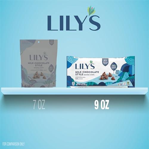 Lily's Lily\'s Milk Chocolate Style No Sugar Added, Baking Chips Bag, 9 oz