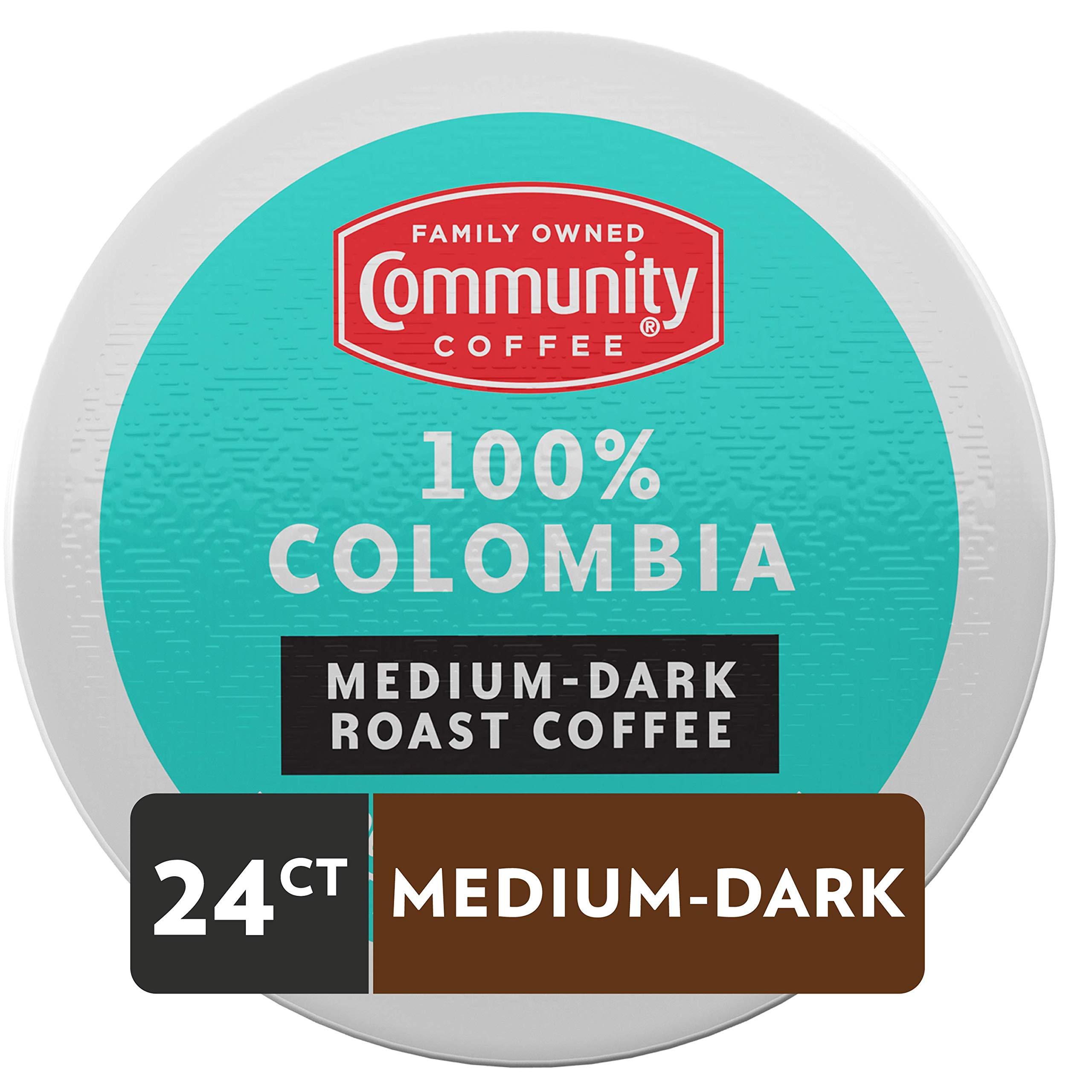 Community Coffee Community Coffee 100% Colombia 24 Count Coffee Pods, Medium Dark Roast, Compatible with Keurig 2.0 K-Cup Brewers