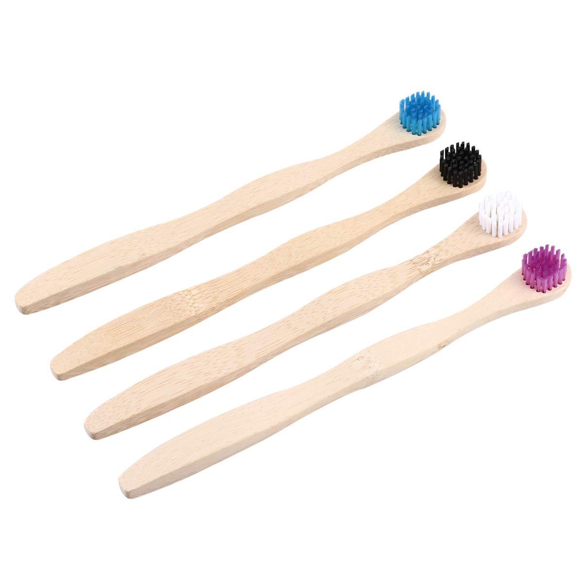 Milisten Tongue Brush Eliminate Bad Breath Scraper Bamboo Toothbrush for Oral Deeply Cleaning (White Blue Black Violet) Cleaner Tongue Cleaner