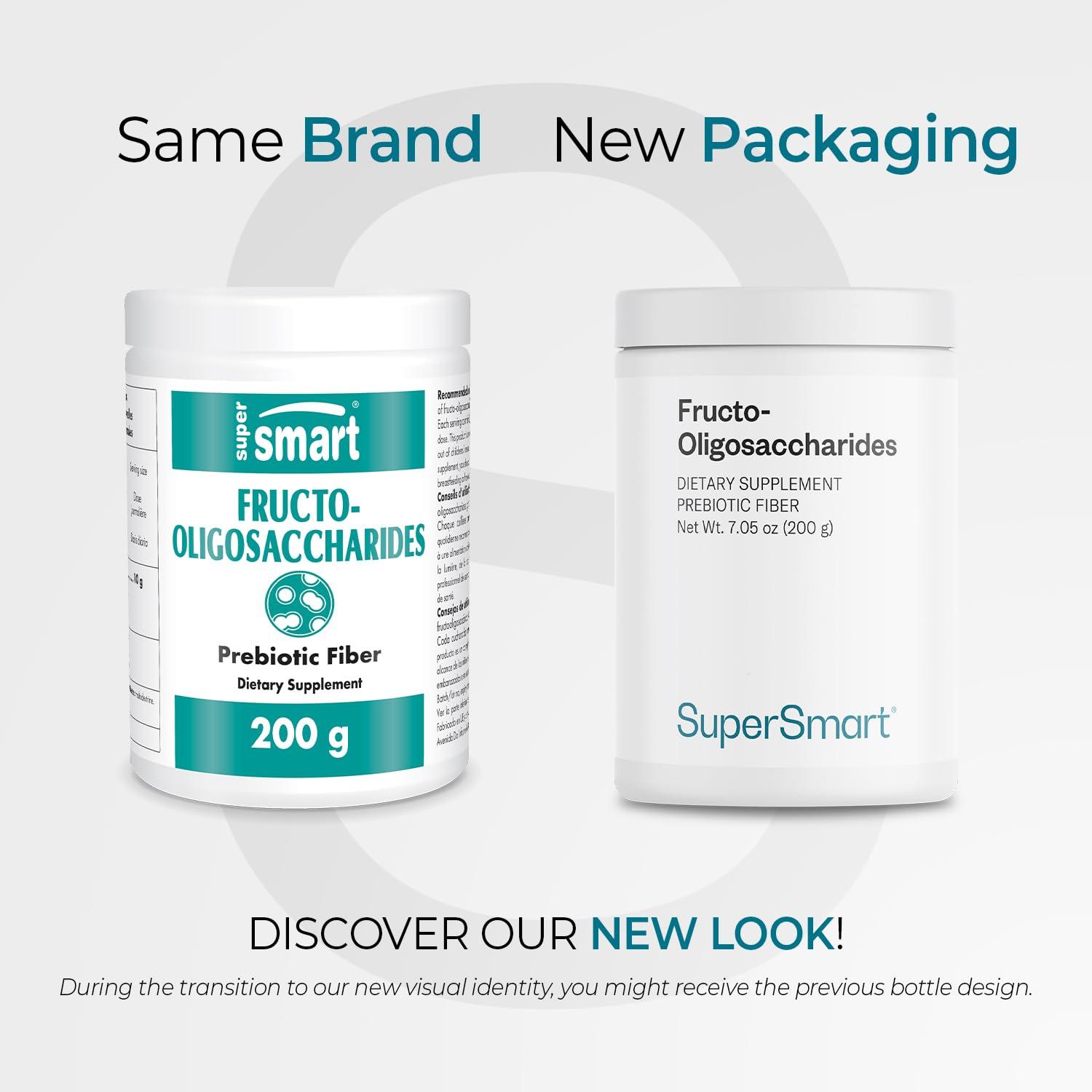 super smart Supersmart - Fructo Oligosaccharides Powder (Prebiotics FOS) - Oligofructose Inulin - Fiber Supplement - Intestinal Flora & Gut Health - Digestive Support | Non-GMO & Gluten Free - 200 g