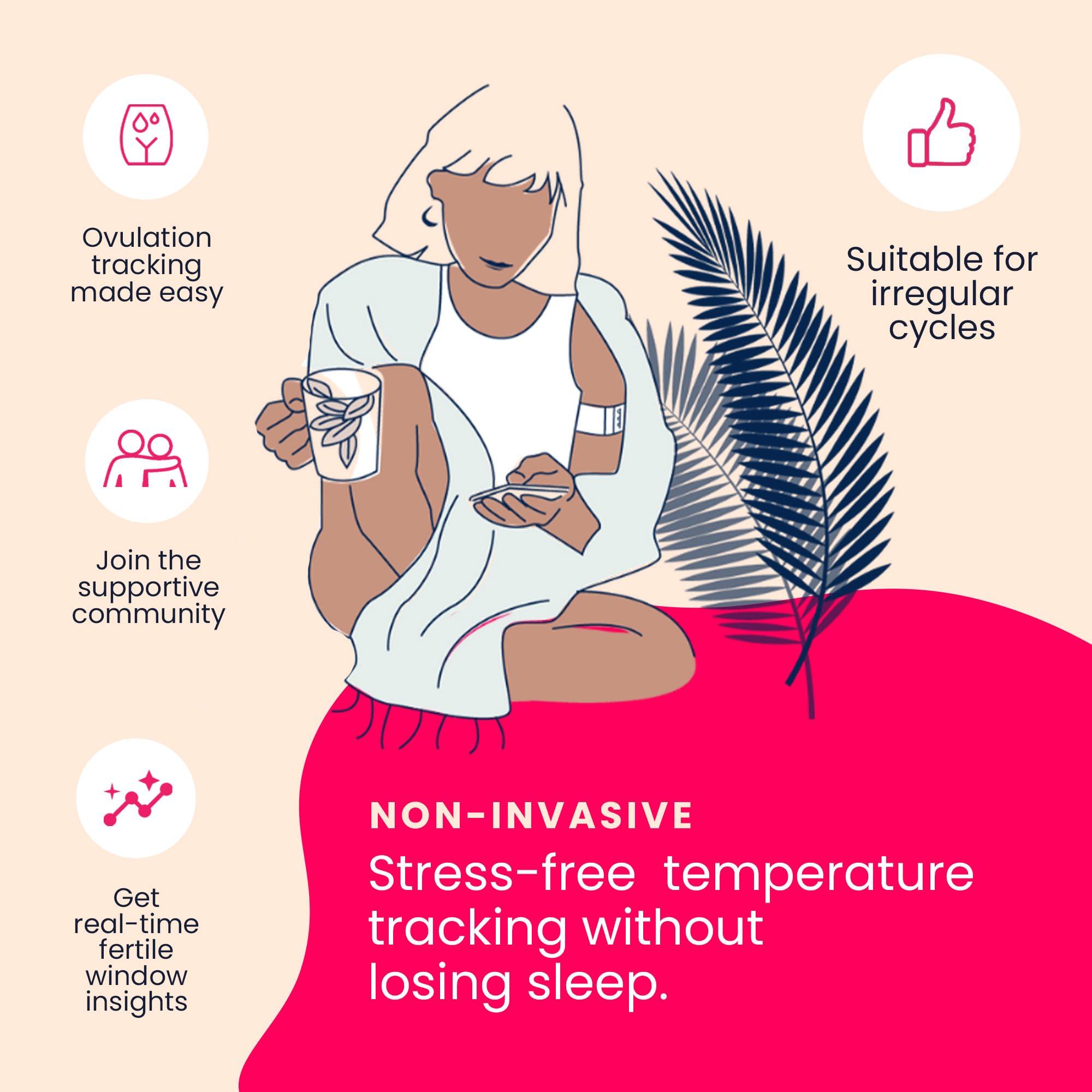 TEMPDROP Tempdrop Fertility and Ovulation Tracker –Wearable Basal Body Temperature (BBT) Monitoring Sensor and Fertility Charting App Includes Comfortable Armband (L/XL - 12.5-18.5 Inches)