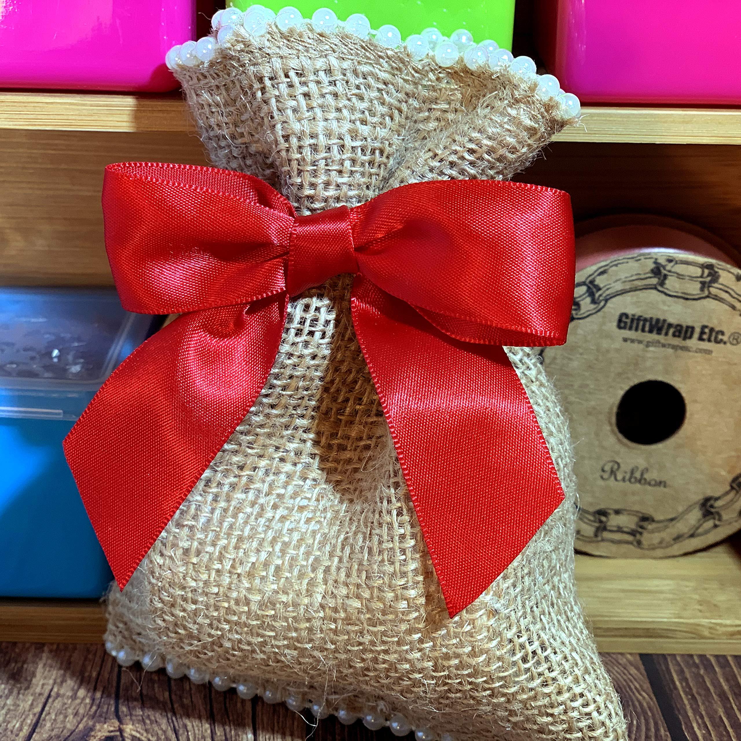 GiftWrap Etc. Pre-Tied Red Satin Bows - 4 1/2 Wide, Valentines Day, Presidents Day & Memorial Day Gift Wrap, 4th of July & Fall Bows, Christmas Wedding Embellishments, Birthday & Gift Basket Decor
