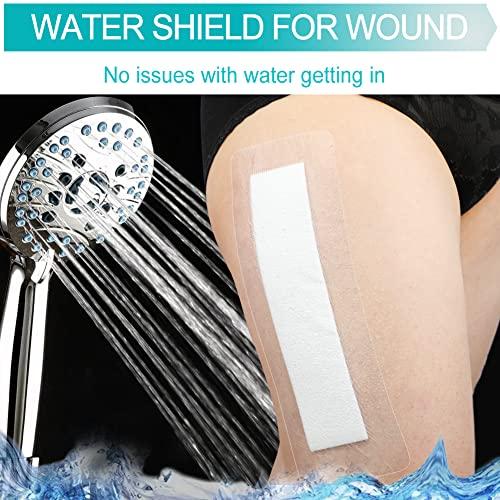 EaseCare C-Section Waterproof Abdominal Incision Bandages Post Hysterectomy Tummy Tuck Shower Protector Scar Cover with Protective Pad Patches Island Dressing Tapes Large Wound Care Supplies 4x10 Pack of 25